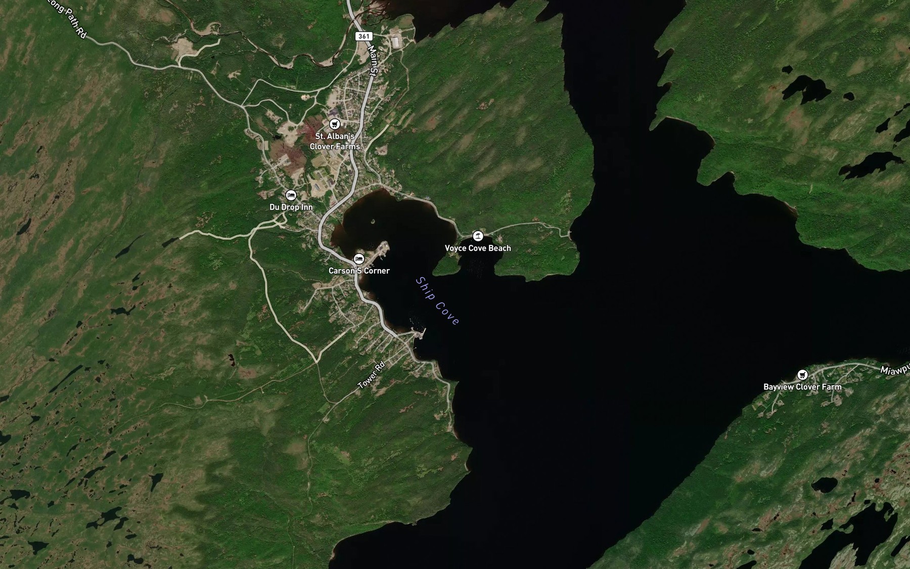 Satellite map of the Man of War Cove