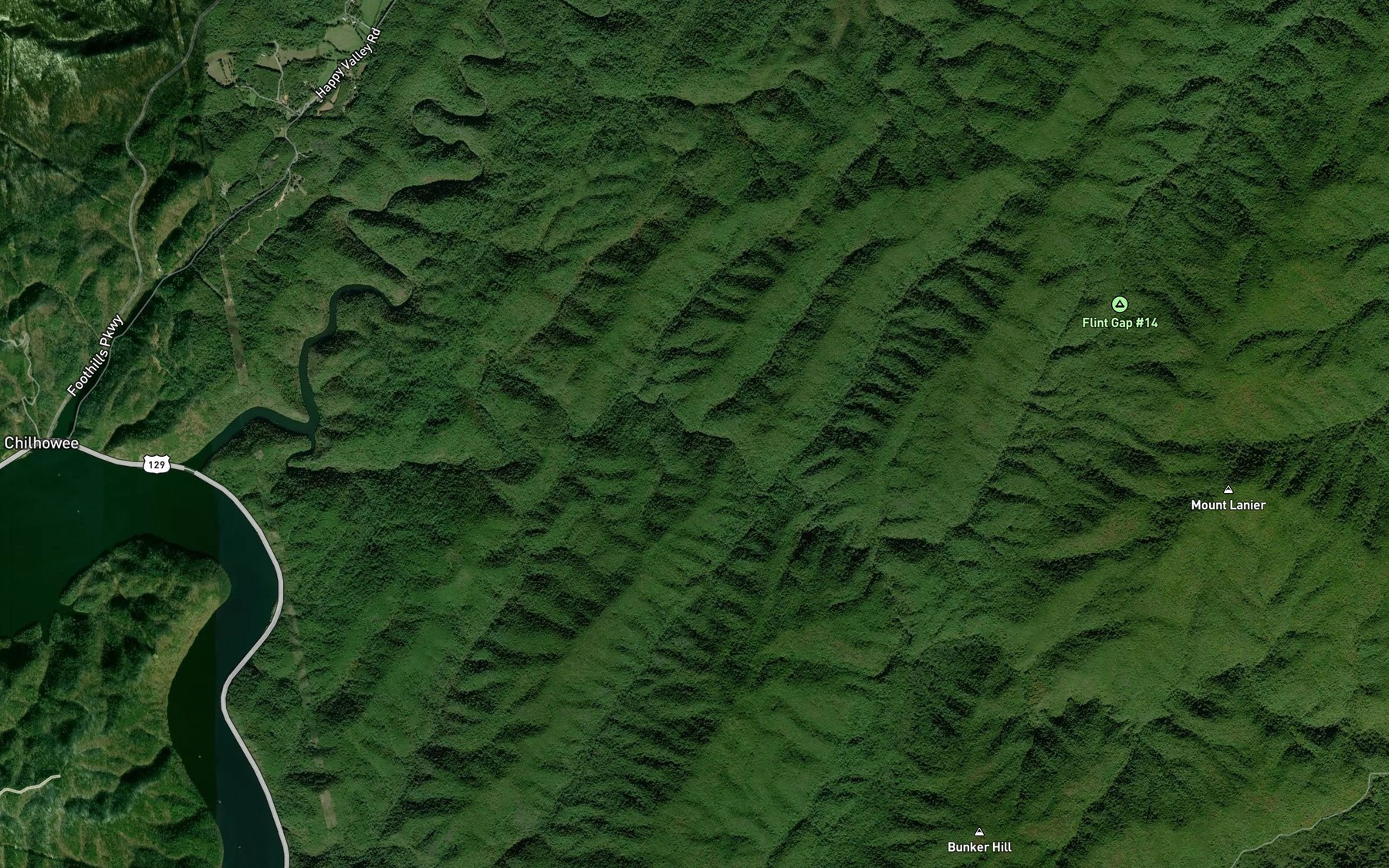 Satellite map of the Slaty Branch