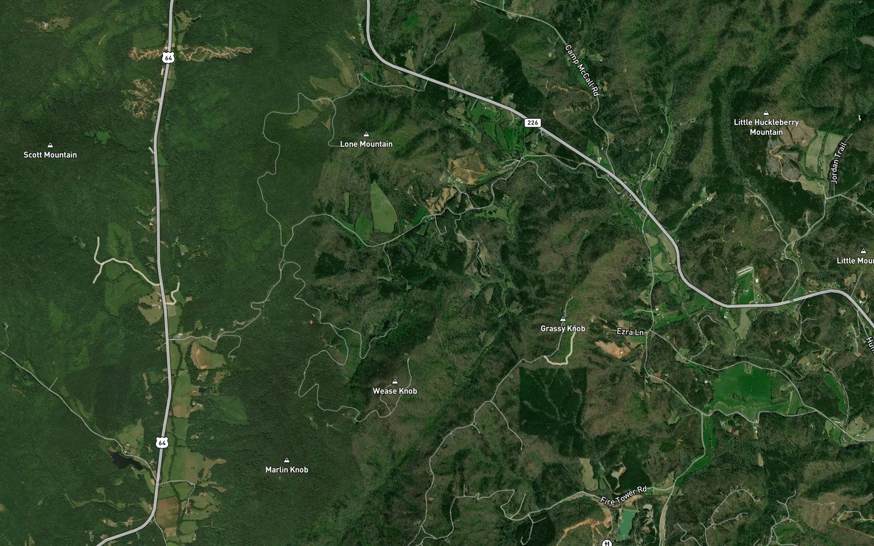 Satellite map of the Harrison Branch