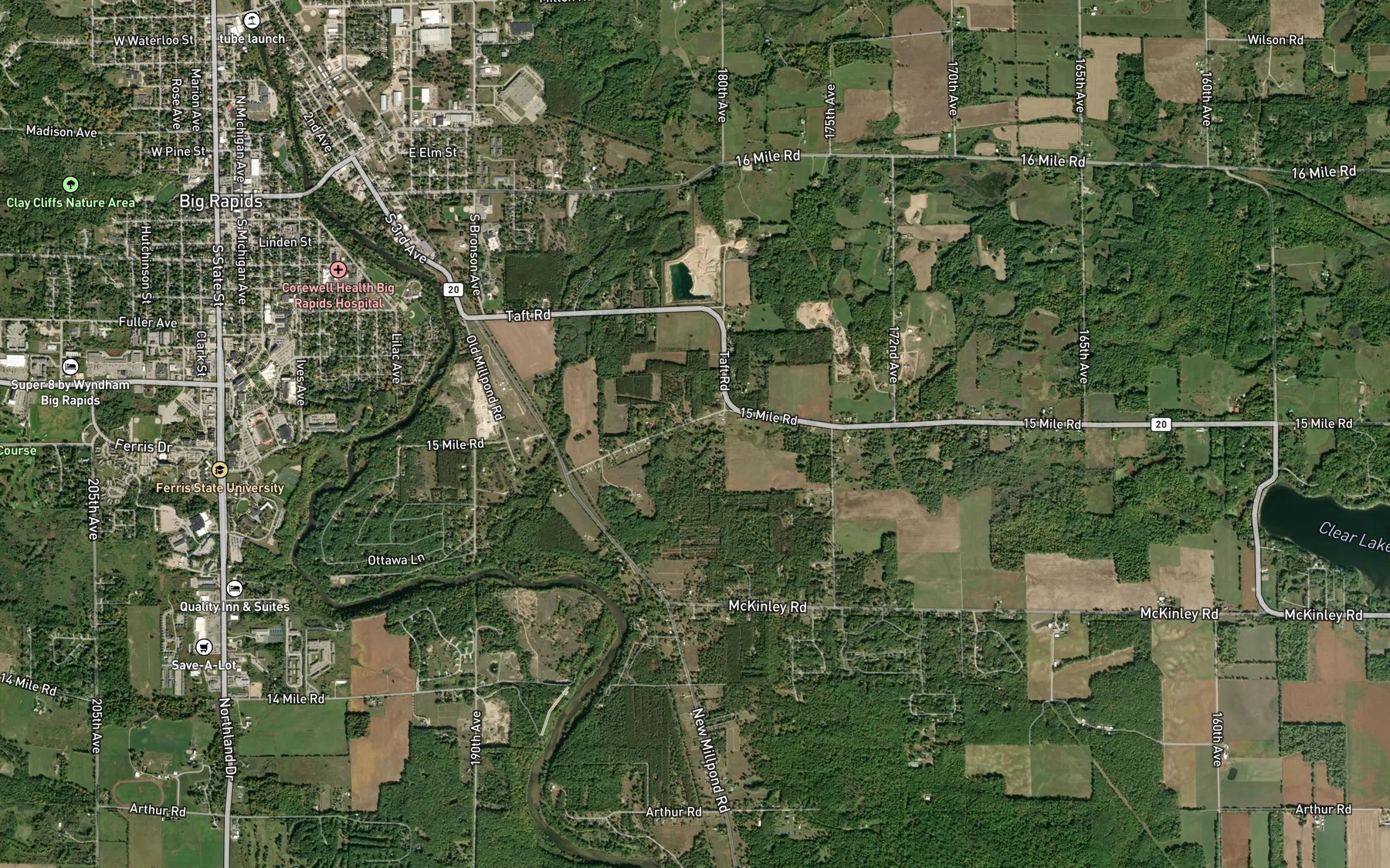 Satellite map of the Higginson Creek