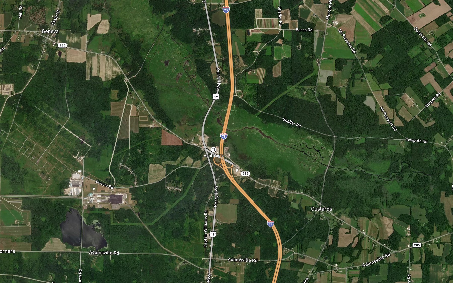 Satellite map of the Williams Run