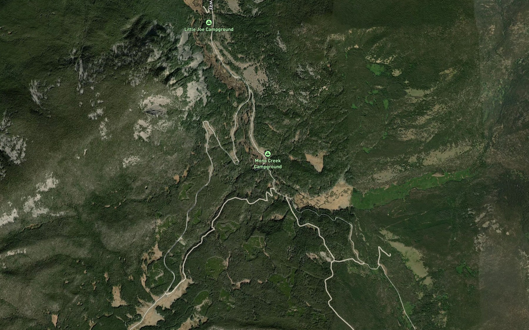 Satellite map of the Happy Creek