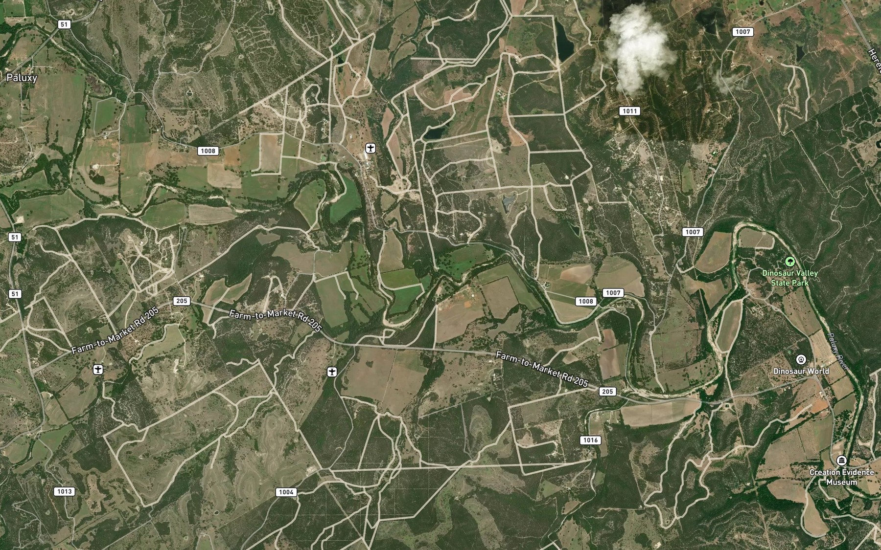 Satellite map of the Prairie Creek