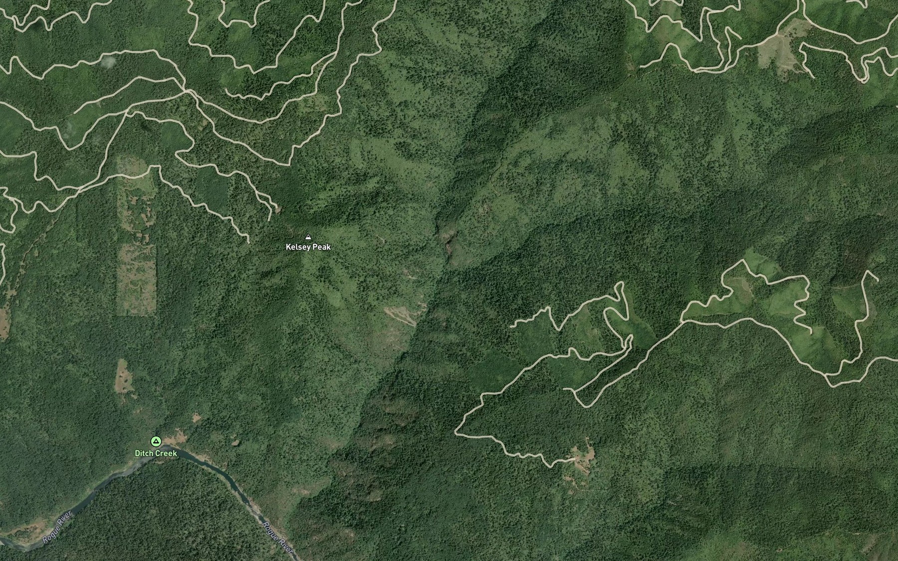 Satellite map of the East Fork Kelsey Creek