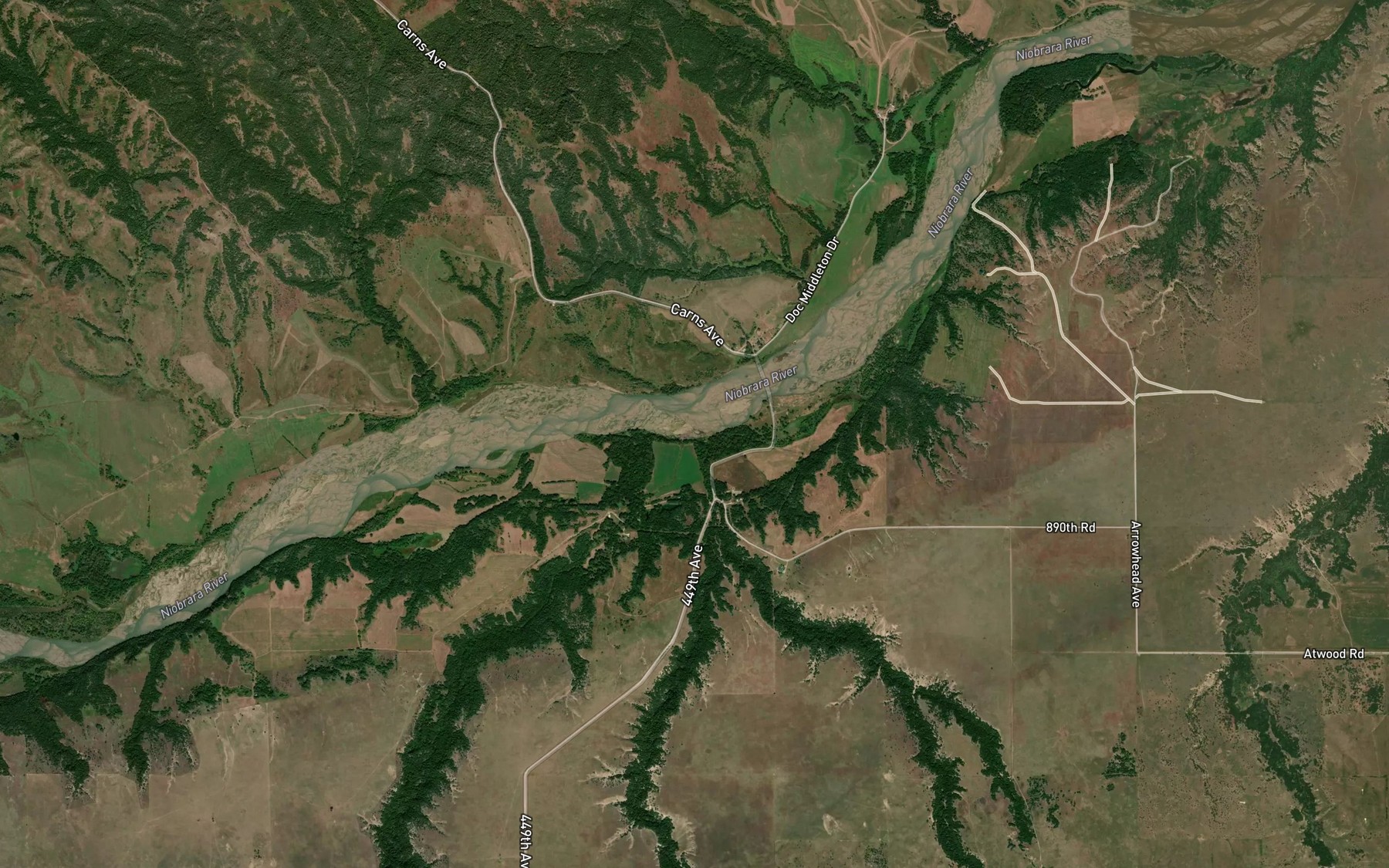 Satellite map of the Laughing Water Creek
