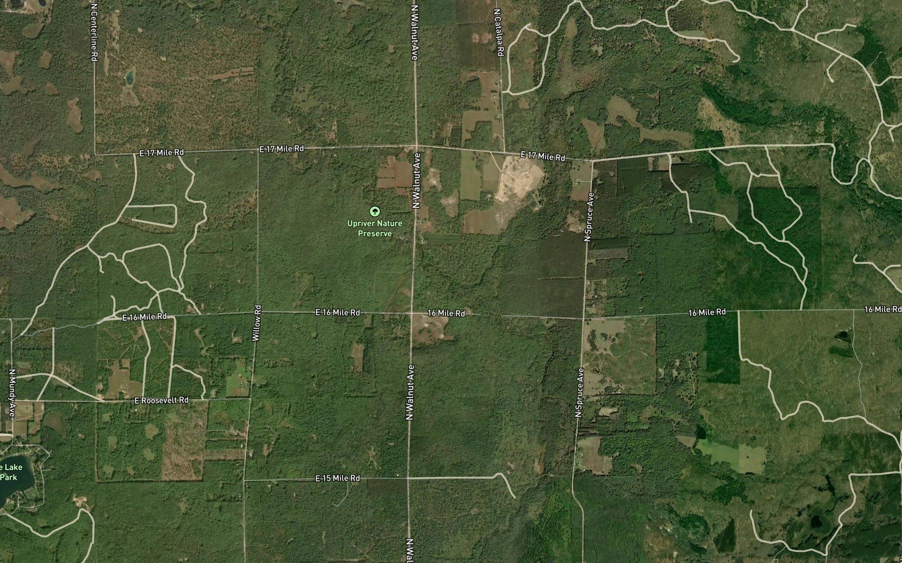 Satellite map of the Pease Creek