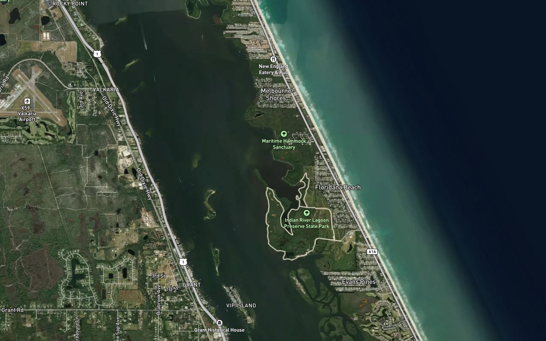 Satellite map of the Snag Harbor