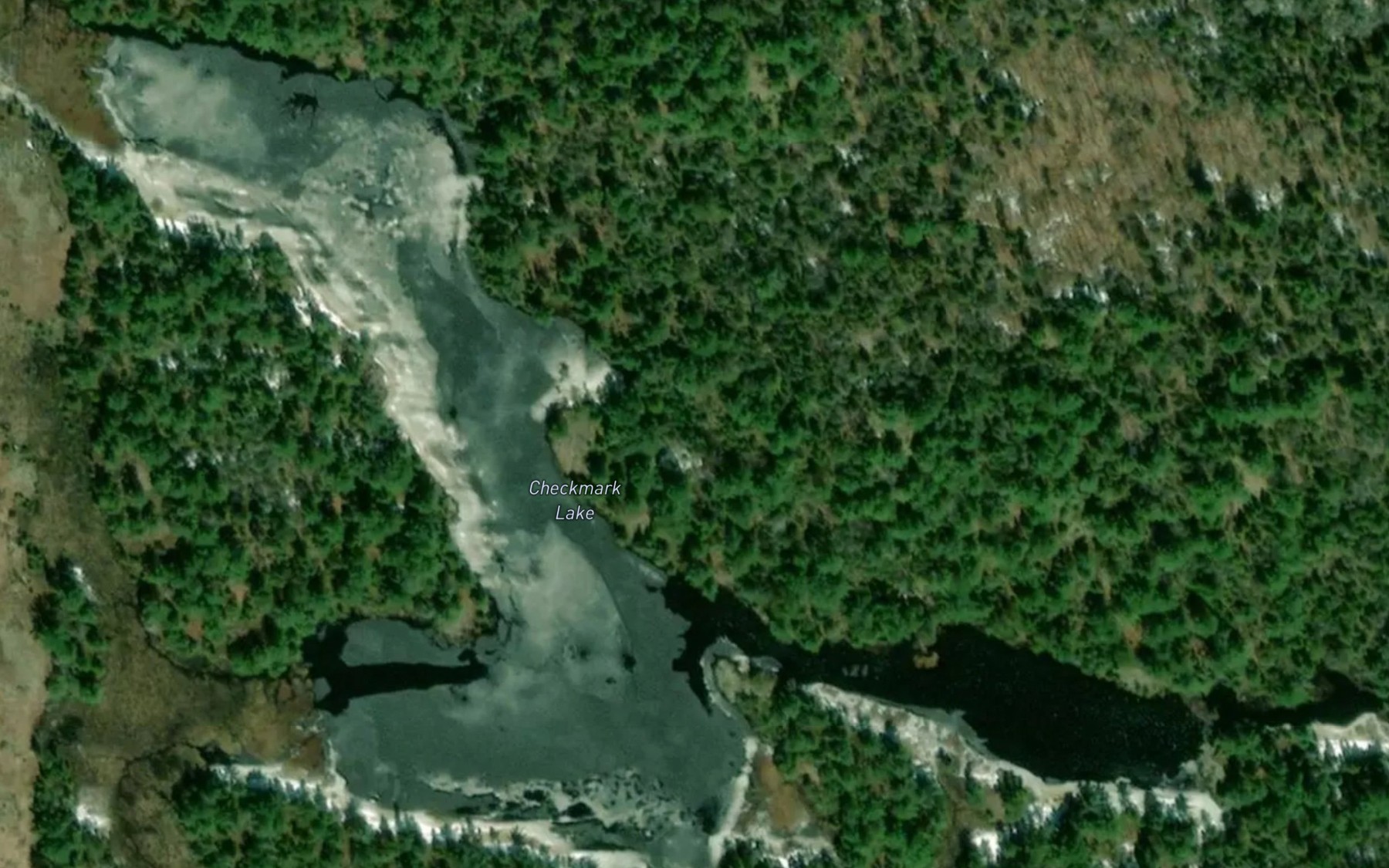 Satellite map of the Checkmark Lake