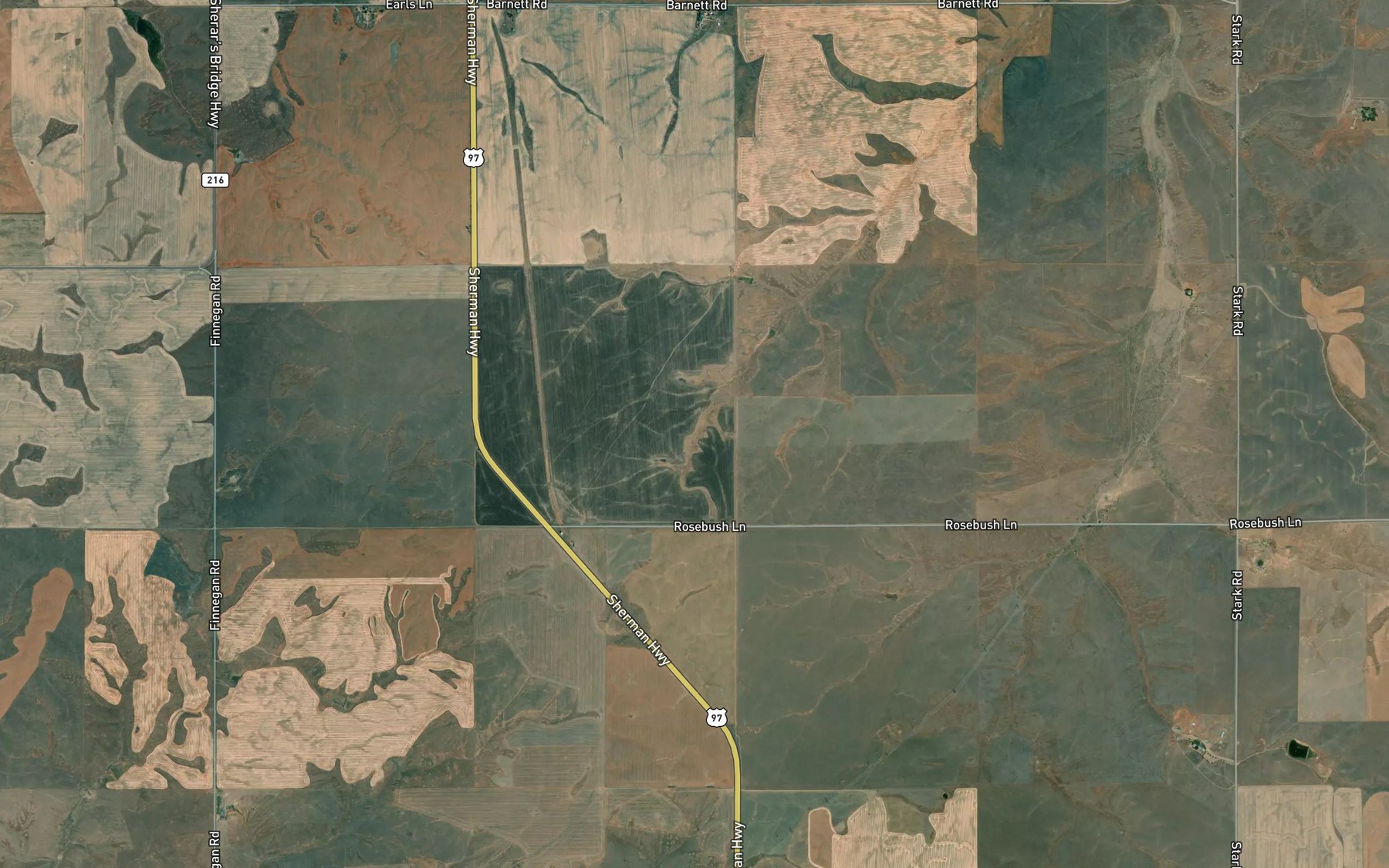 Satellite map of the Draw Creek