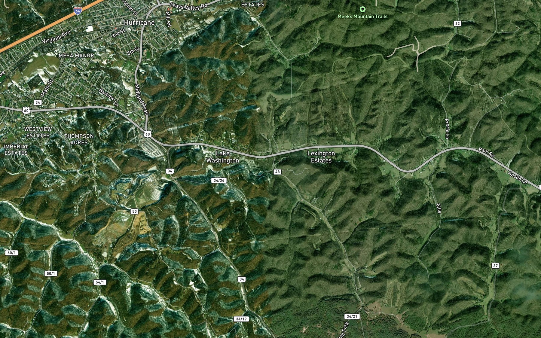 Satellite map of the Buffs Branch
