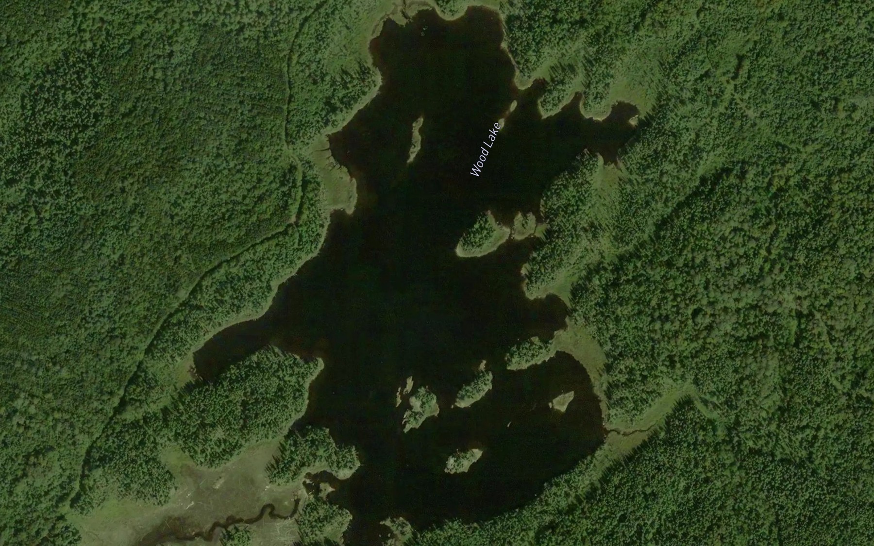 Satellite map of the Wood Lake