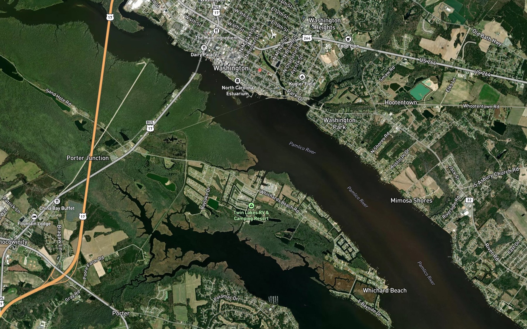 Satellite map of the Rodman Creek