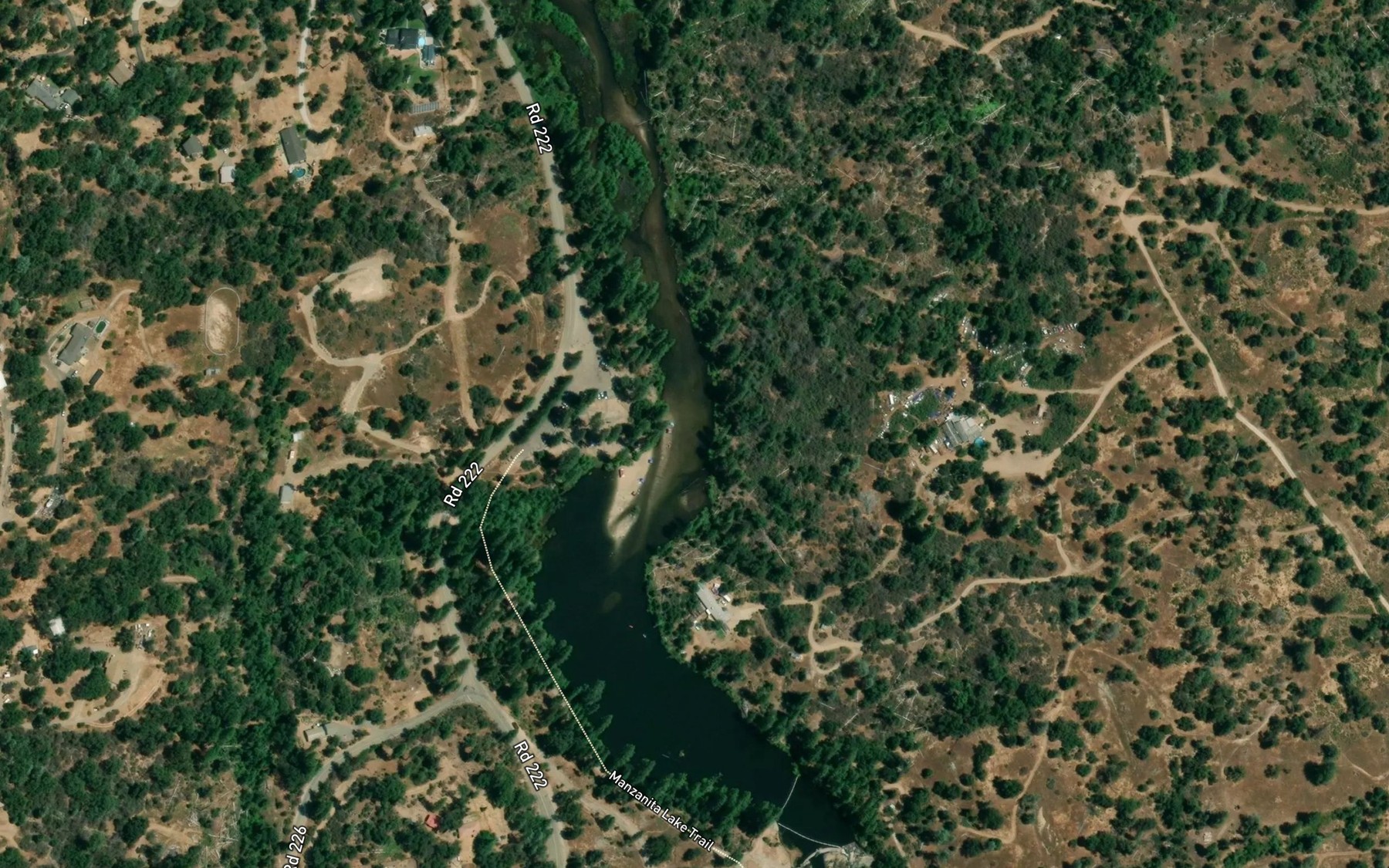 Satellite map of the Manzanita Lake