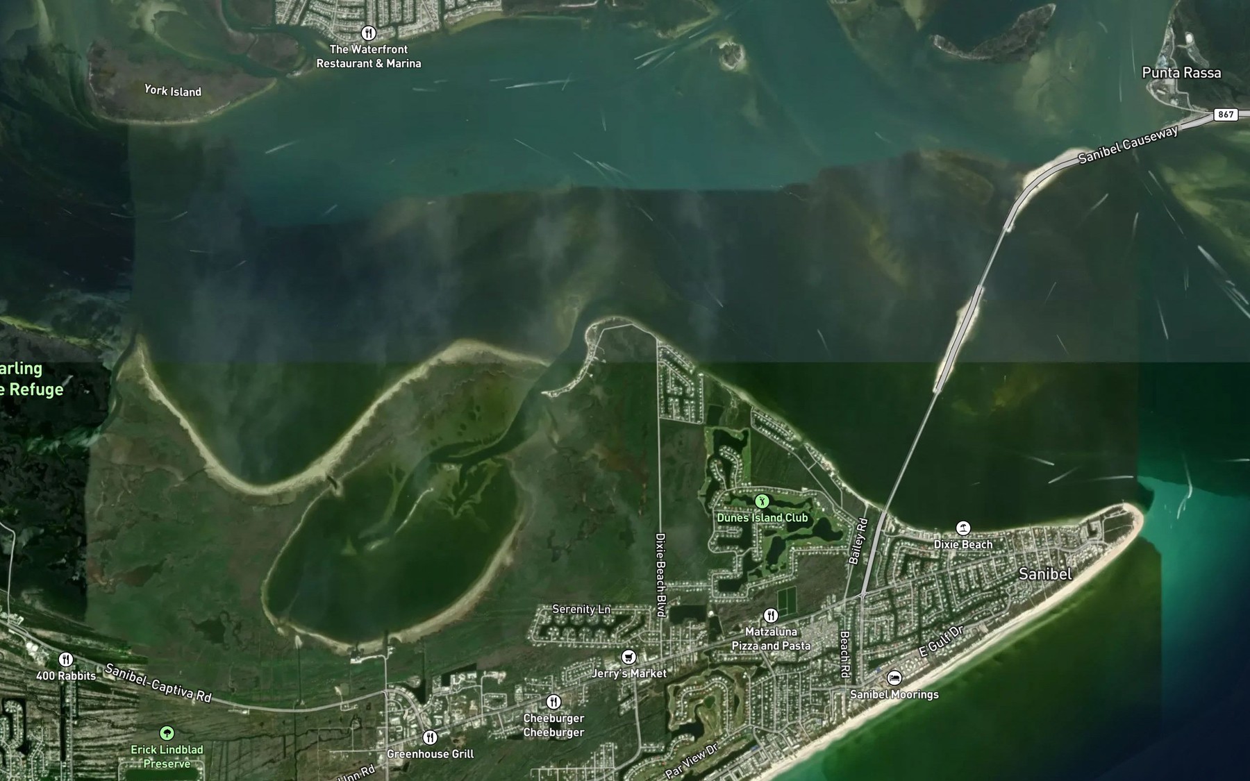 Satellite map of the Ladyfinger Lake