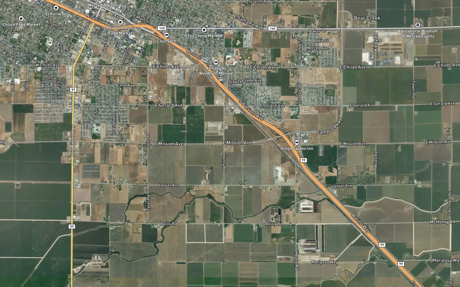 Satellite map of the Farmdale Lateral