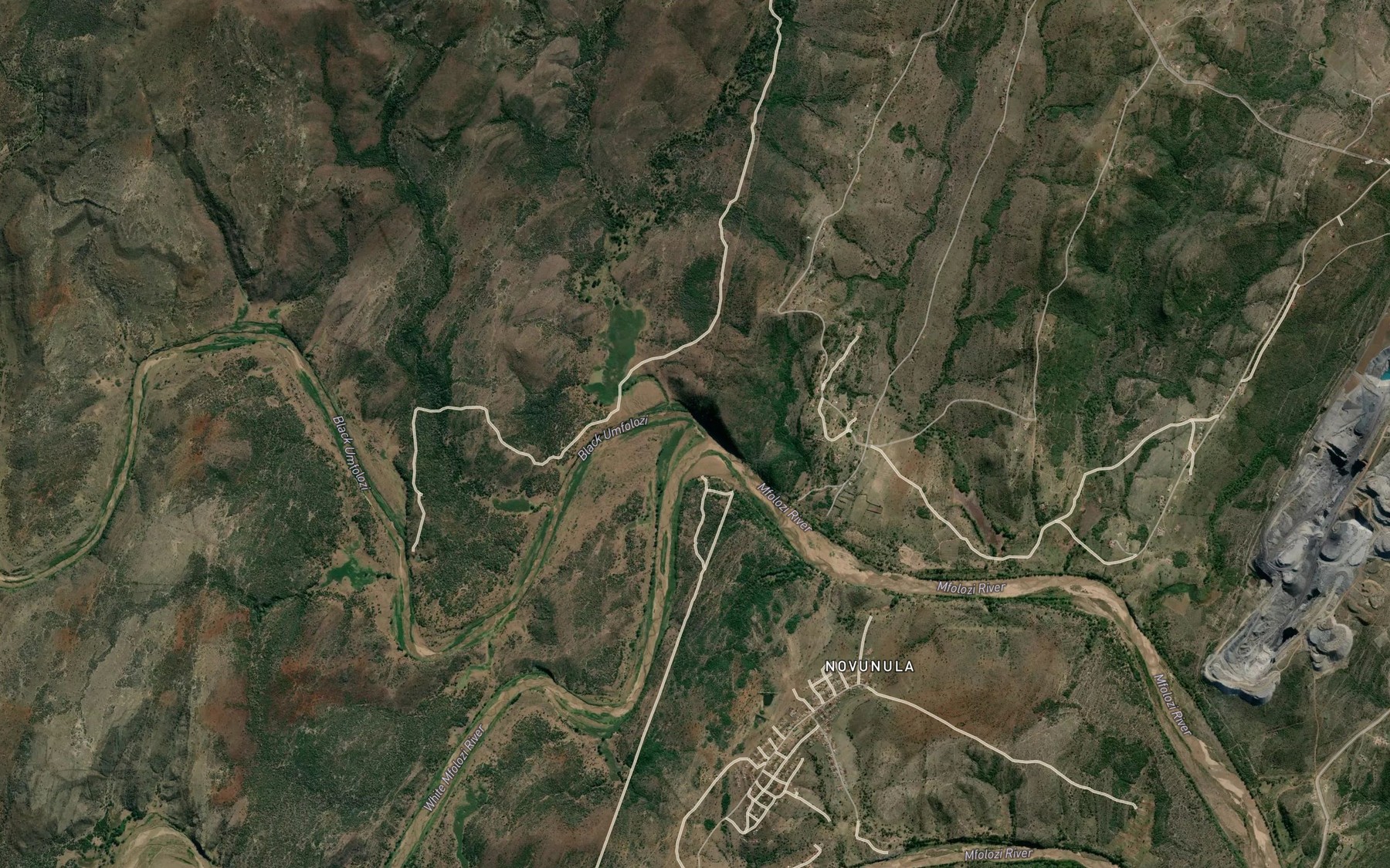 Satellite map of the Swart-Mfolozi