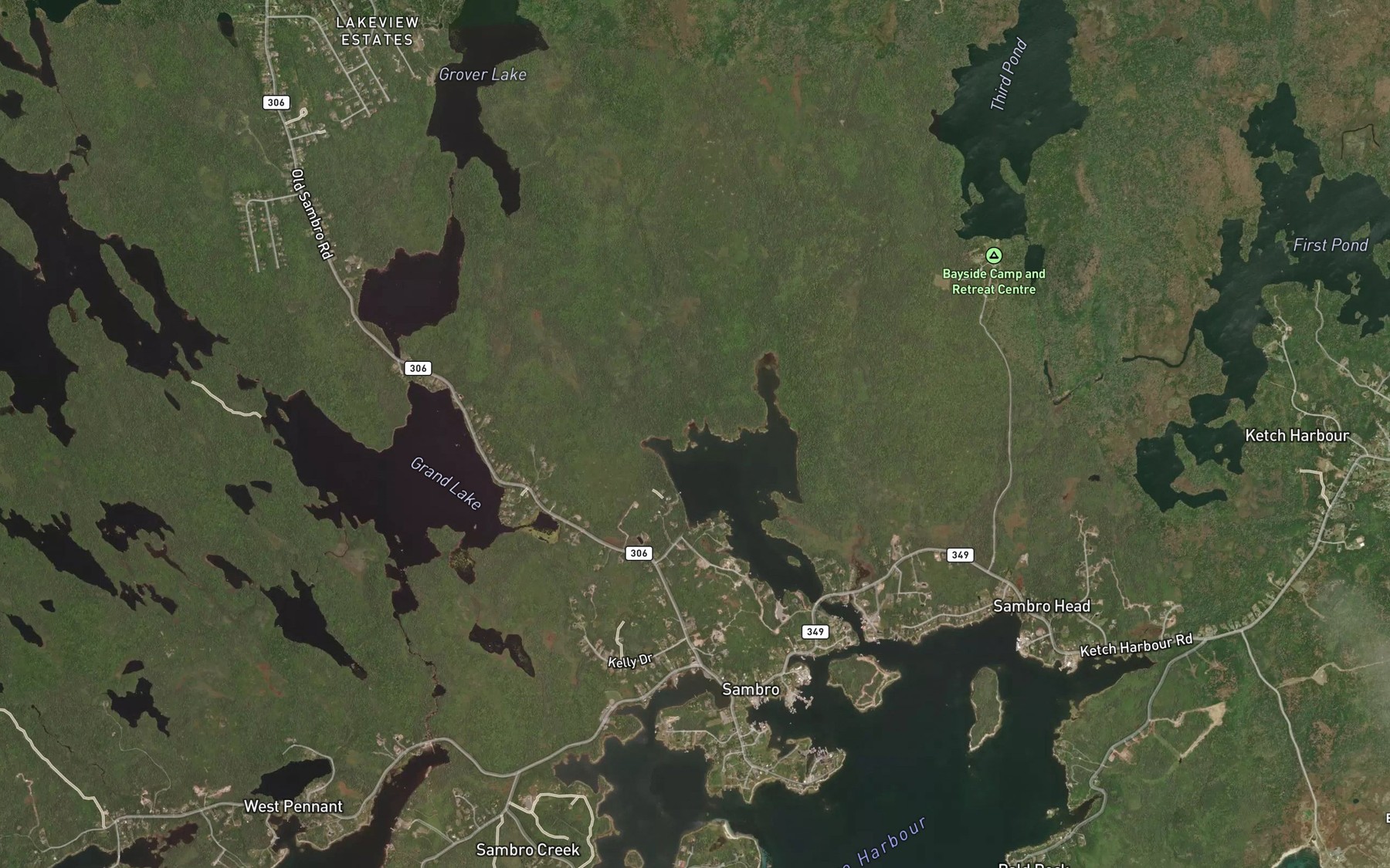 Satellite map of the Porcupine Cove