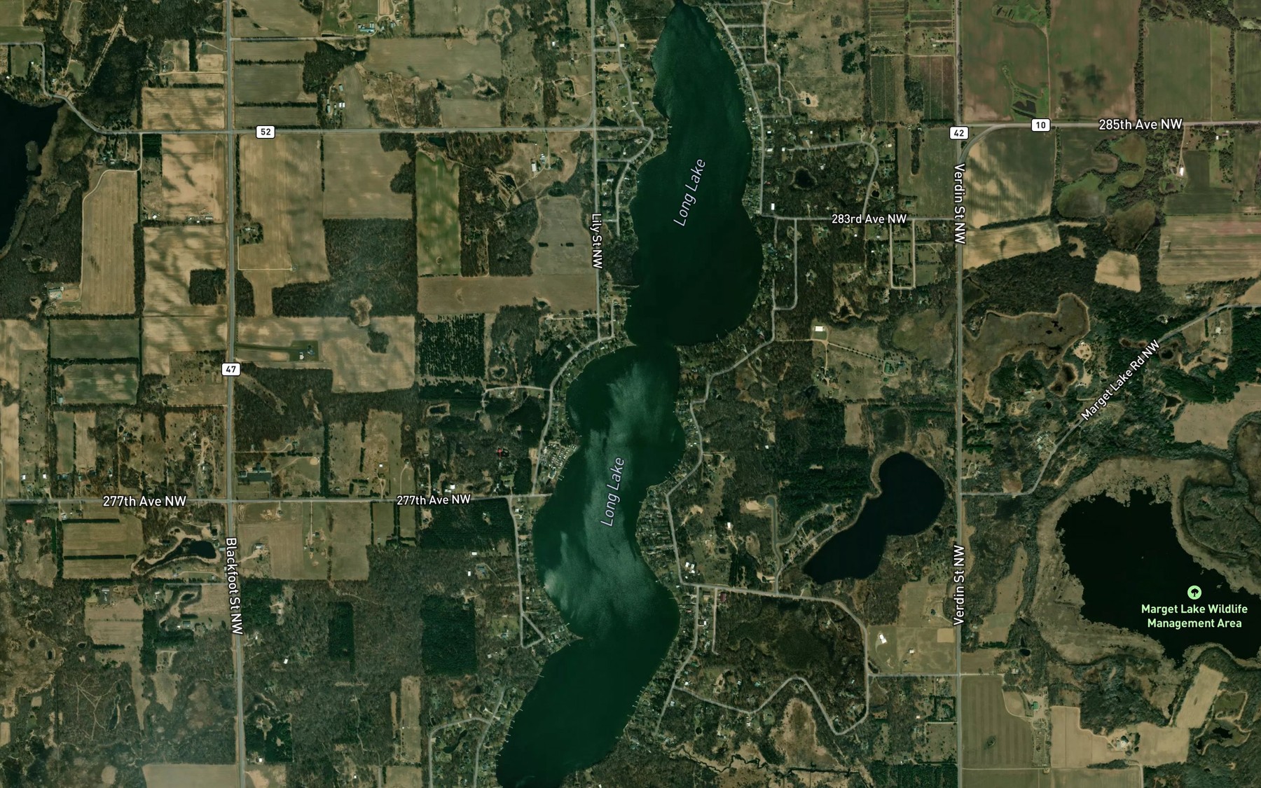 Satellite map of the Long Lake