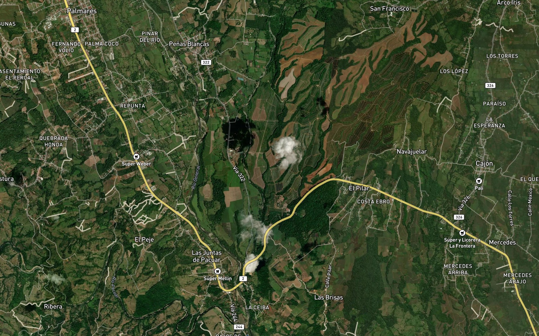 Satellite map of the Quebrada La Saca