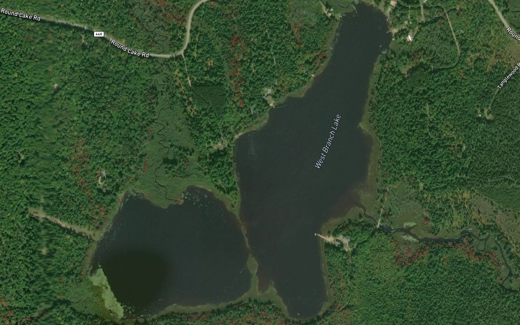 Satellite map of the West Branch Lake