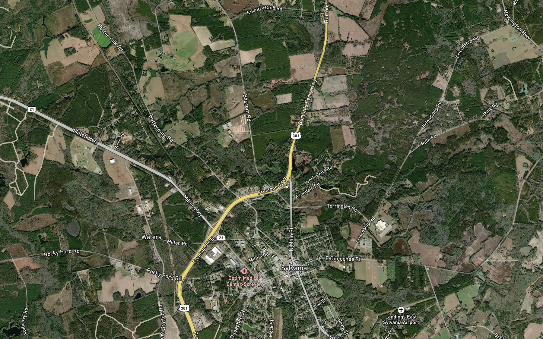 Satellite map of the Robinson Pond