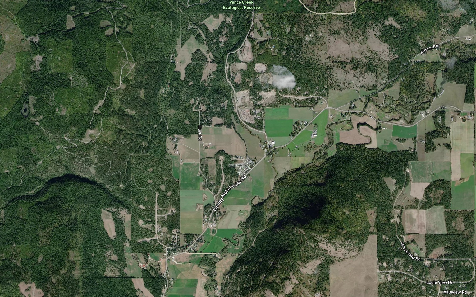 Satellite map of the Vance Creek