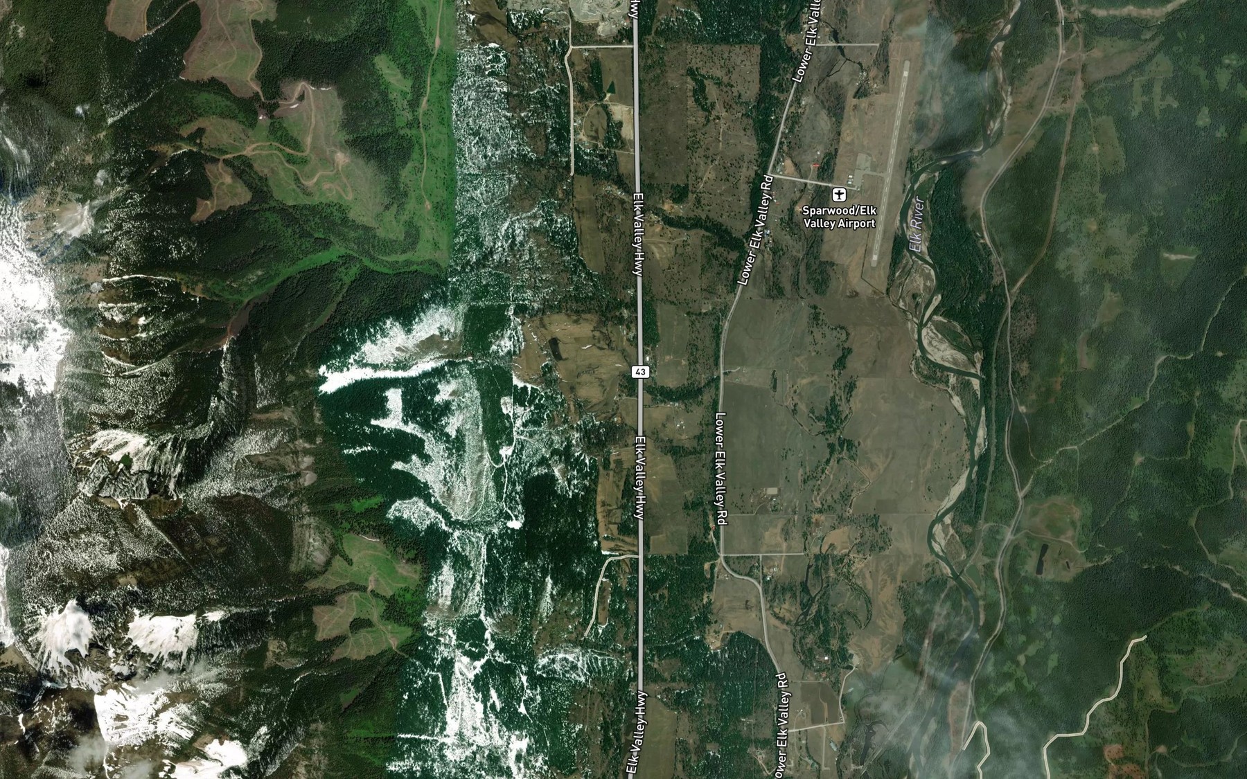 Satellite map of the Mansfield Creek