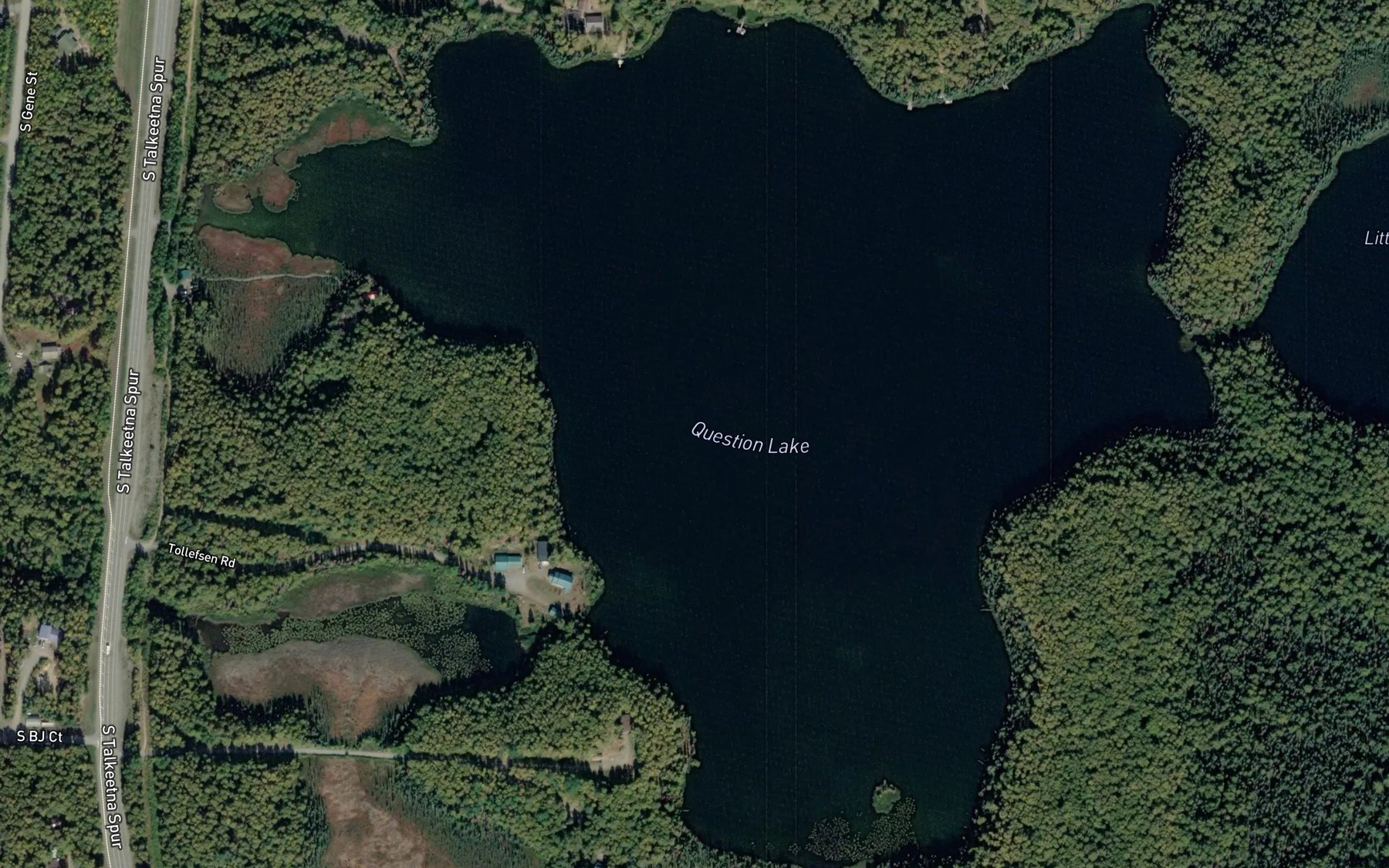 Satellite map of the Question Lake