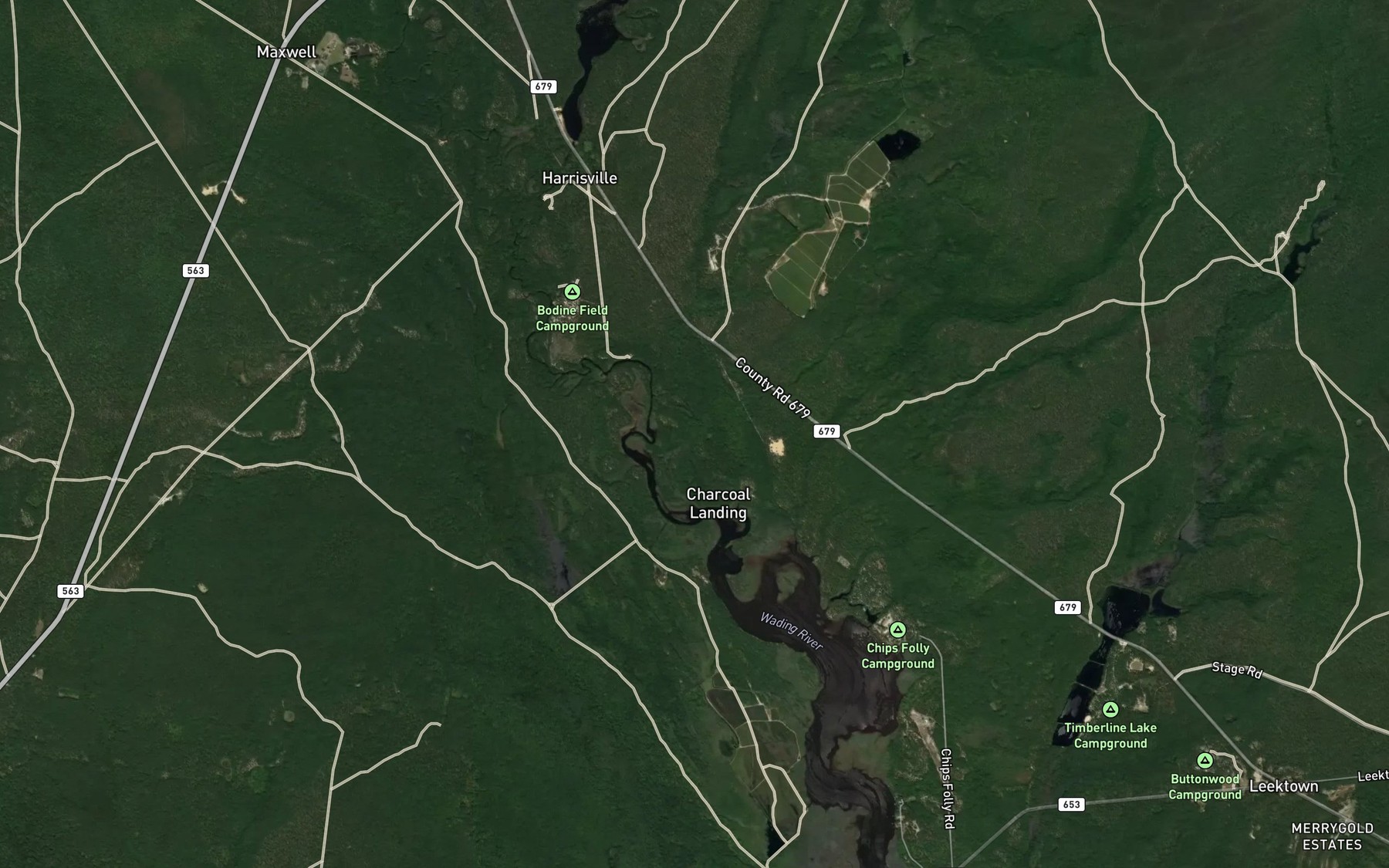 Satellite map of the Beaver Branch