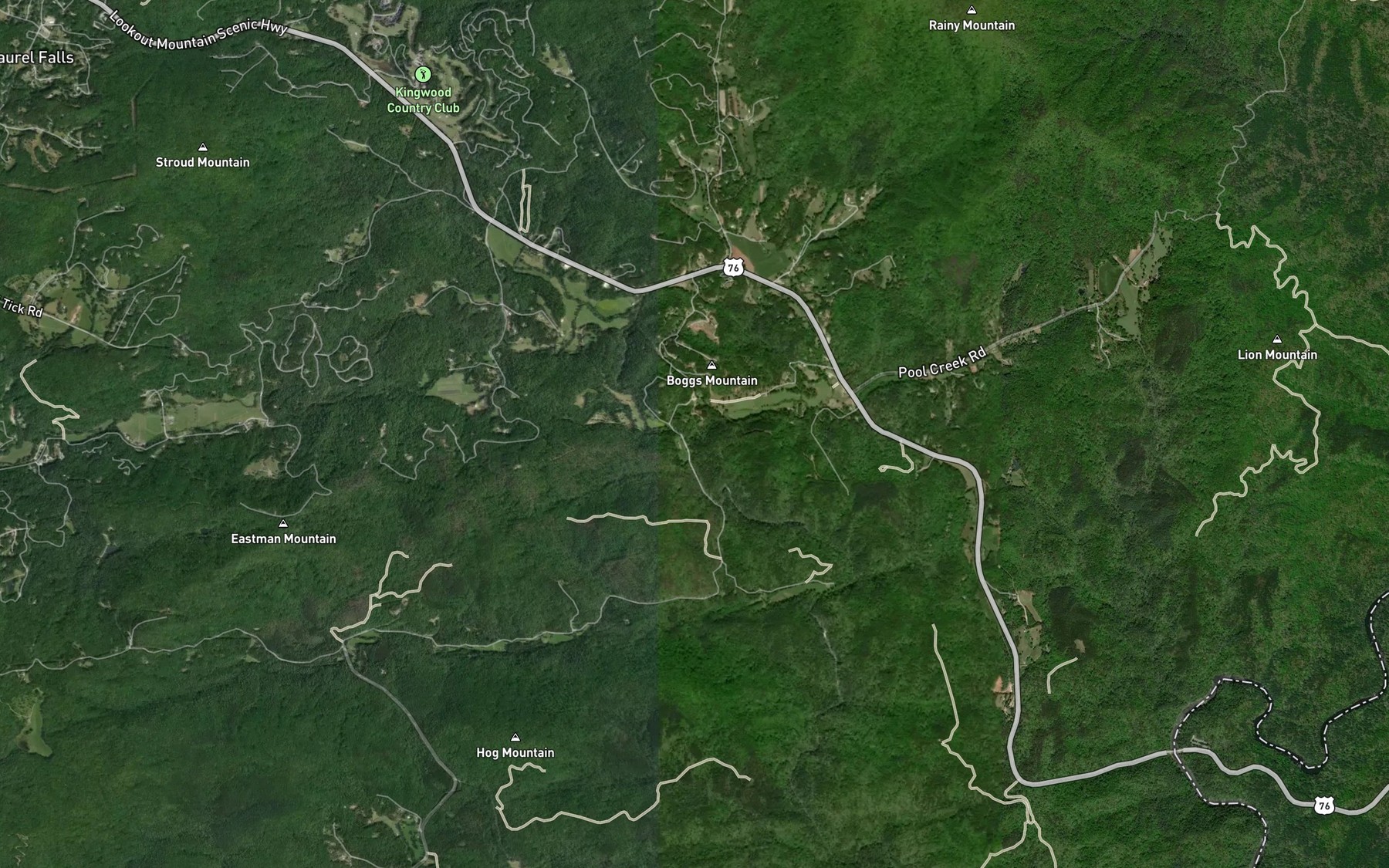 Satellite map of the She Creek