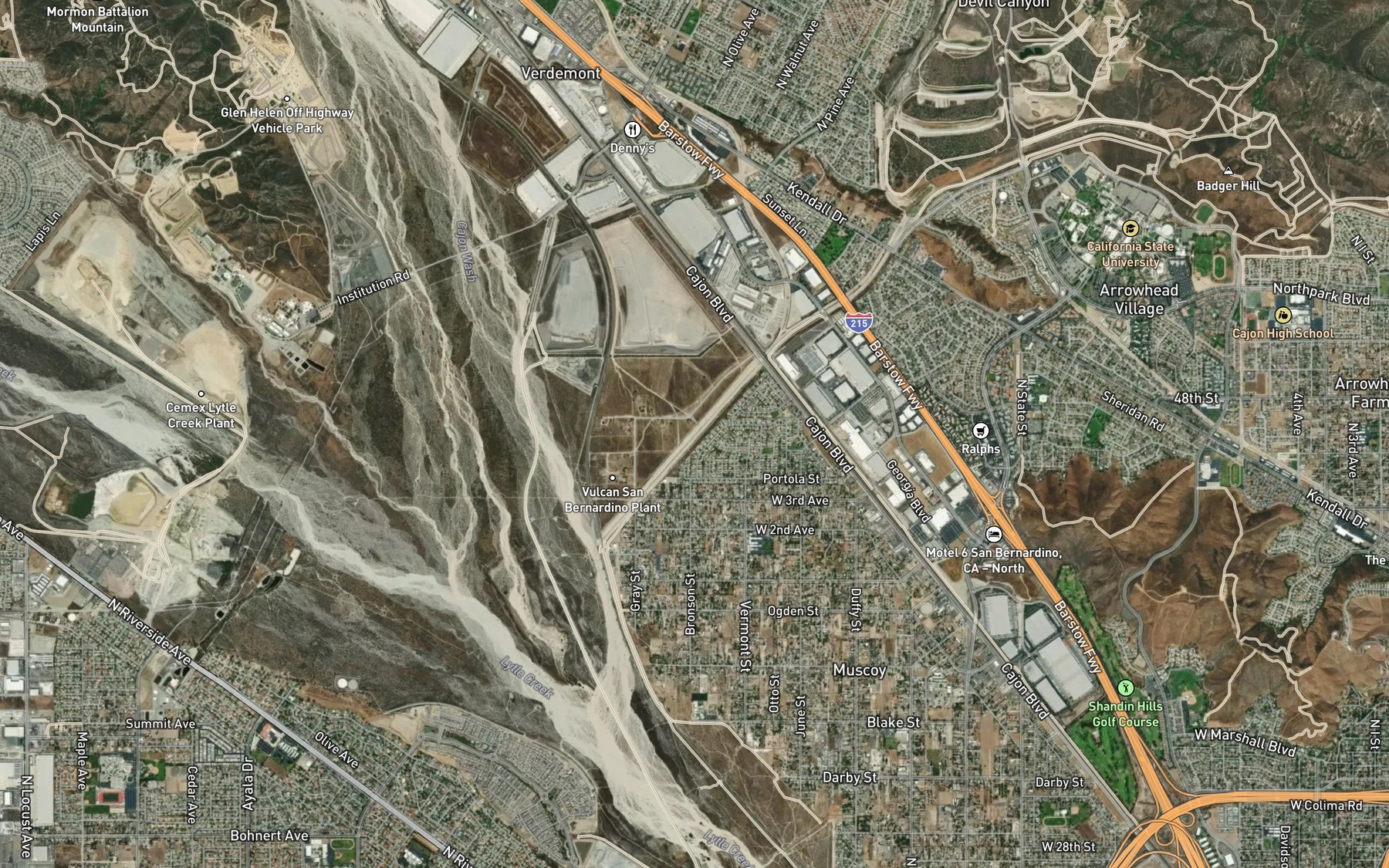Satellite map of the Devil Creek Diversion Channel