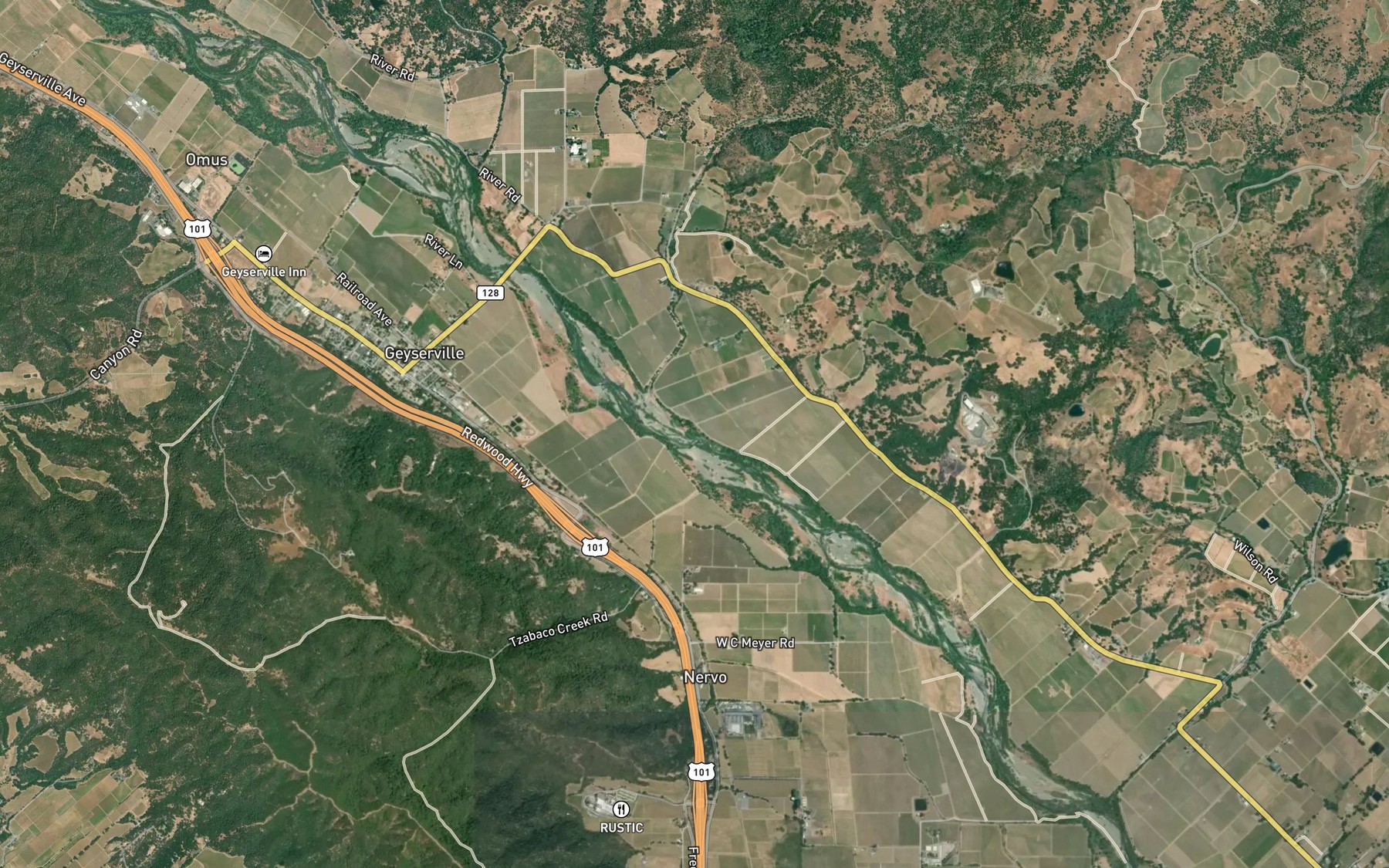 Satellite map of the Miller Creek