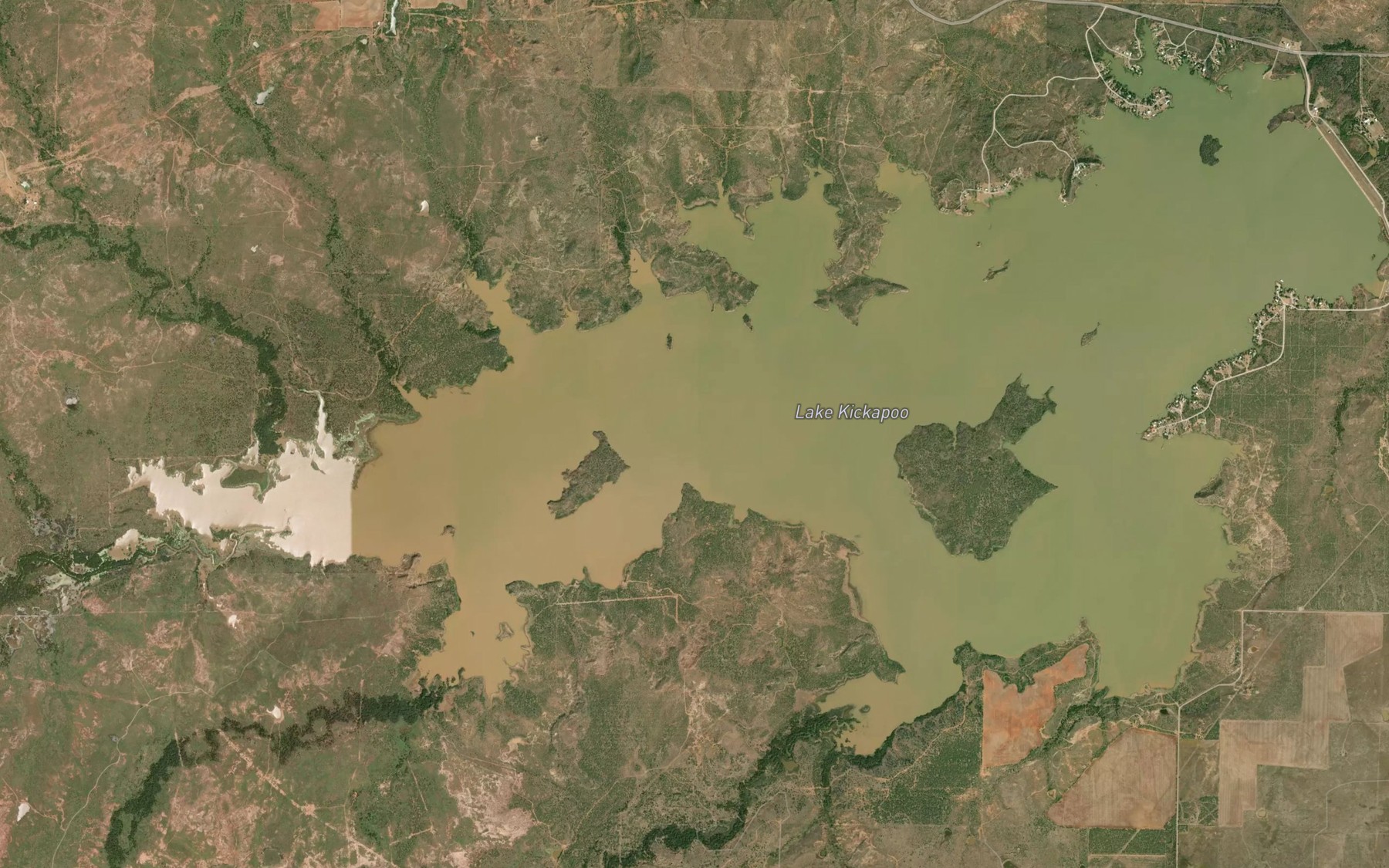 Satellite map of the Kickapoo Creek