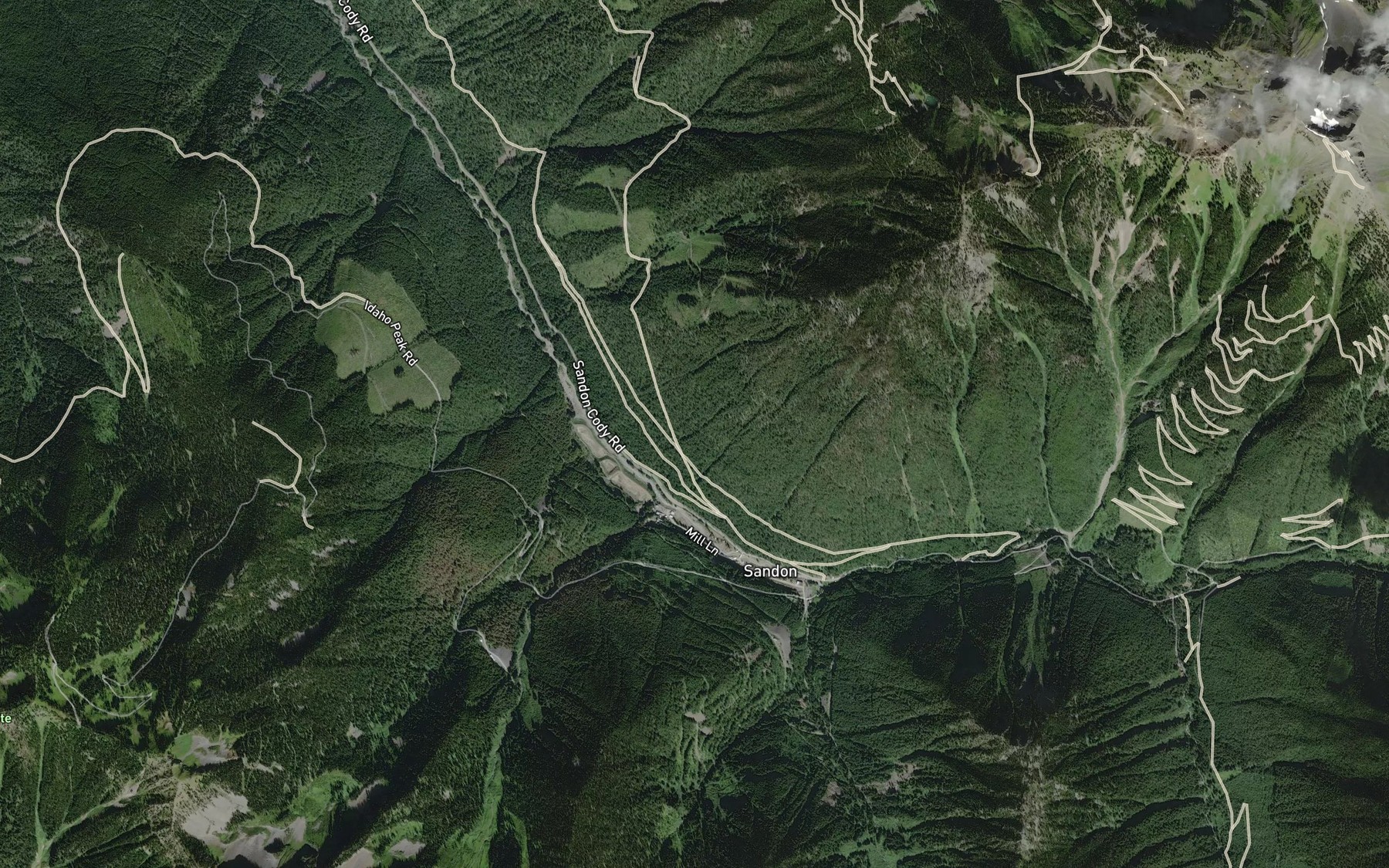 Satellite map of the Tributary Creek