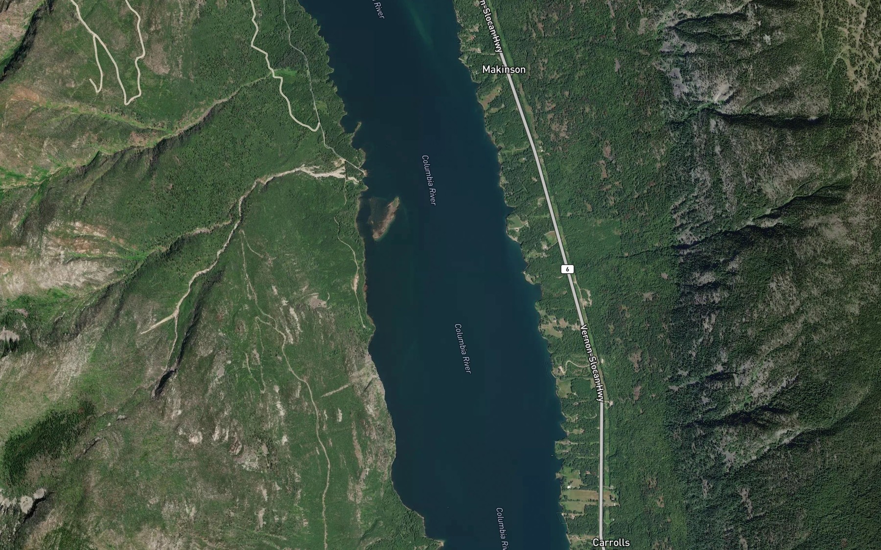 Satellite map of the Dixon Creek