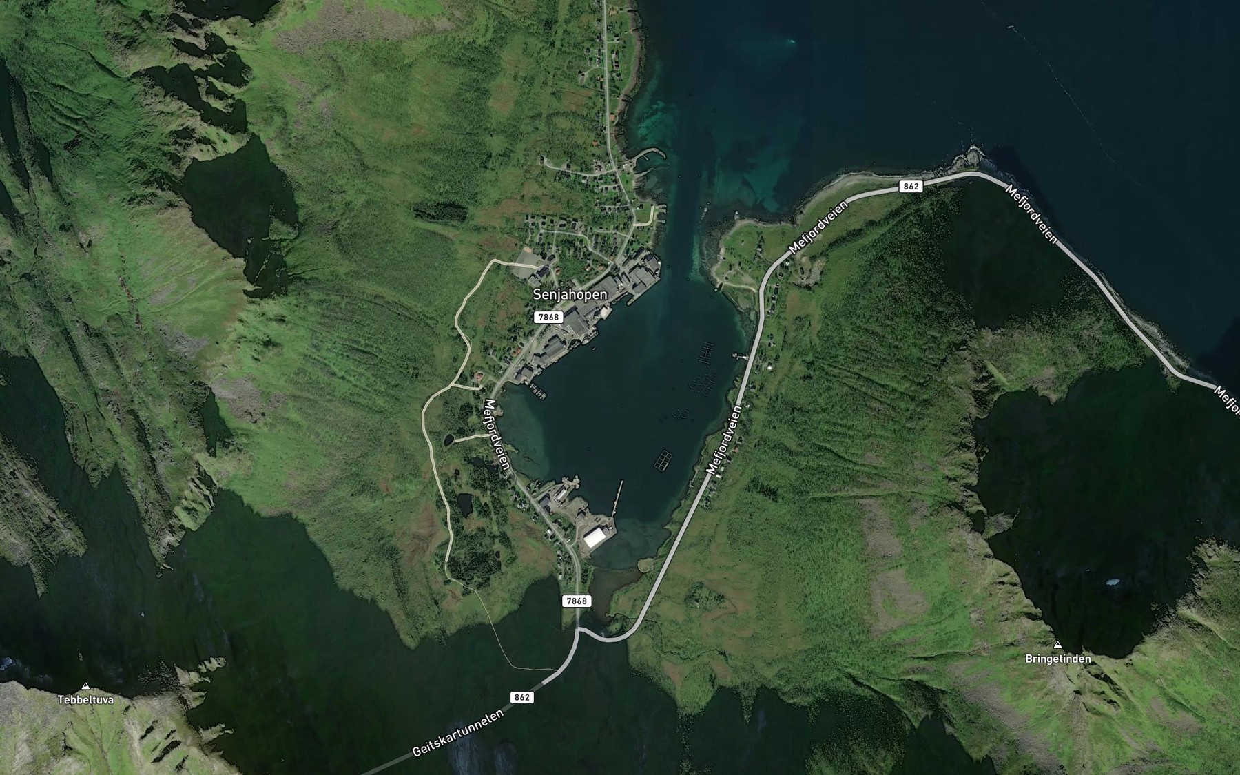 Satellite map of the Hopsvatnet