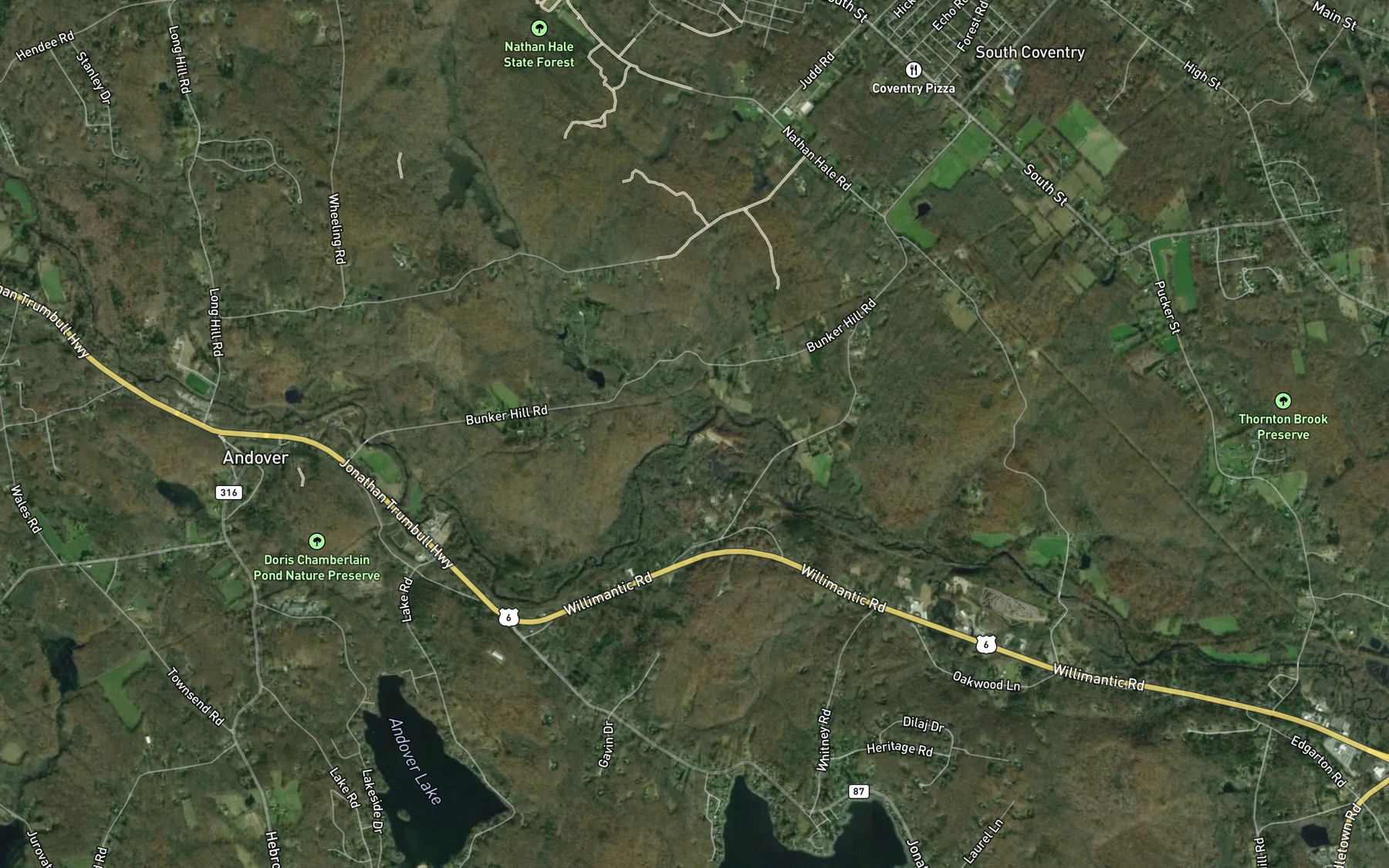 Satellite map of the Bear Swamp Brook