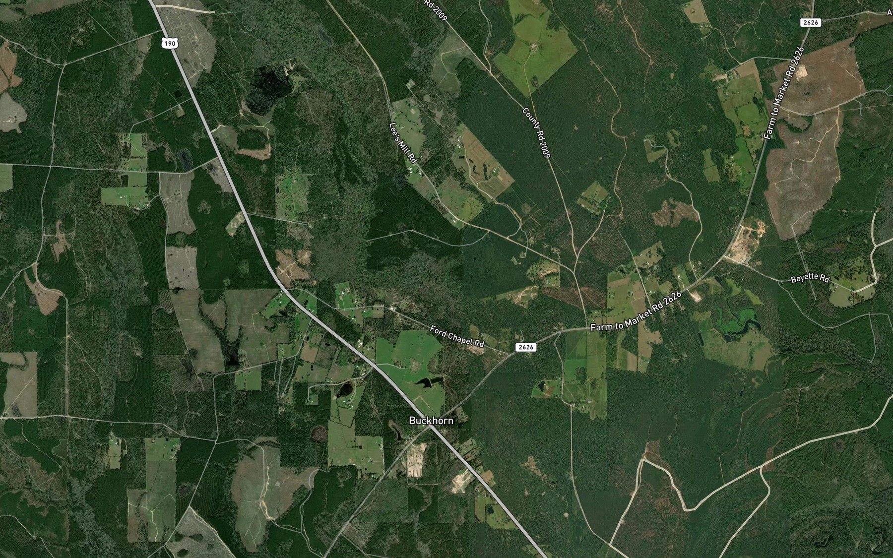 Satellite map of the Threemile Branch