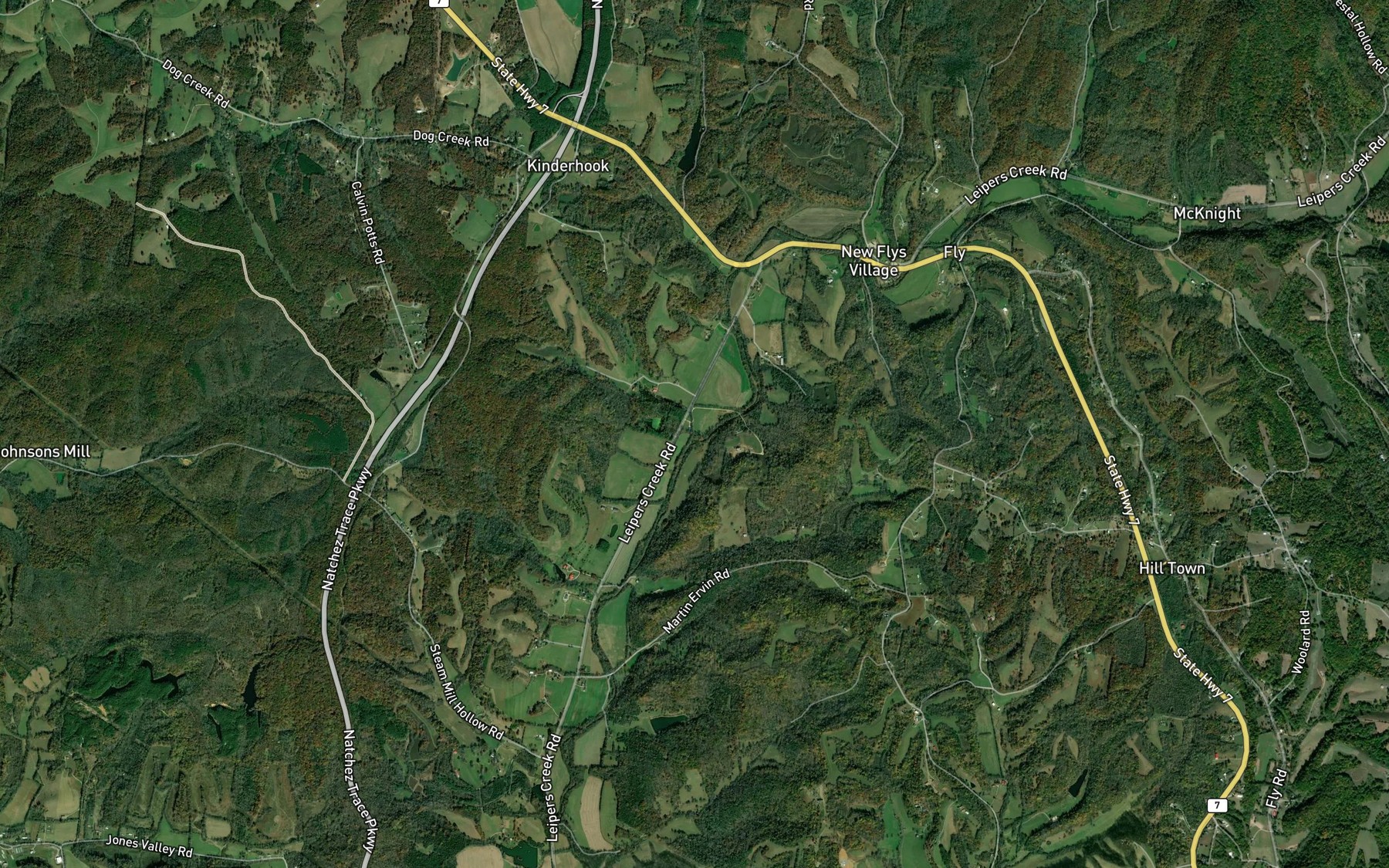 Satellite map of the Oakley Mill Branch