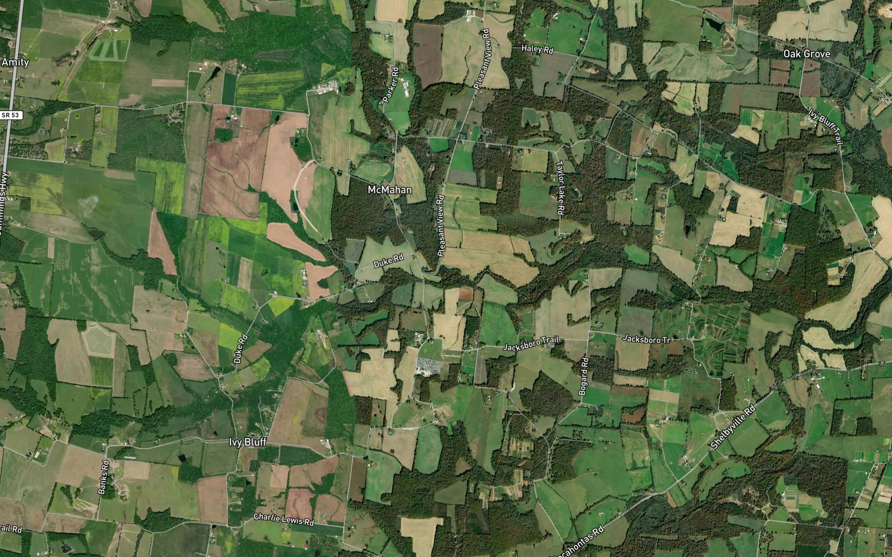 Satellite map of the McMahan Creek