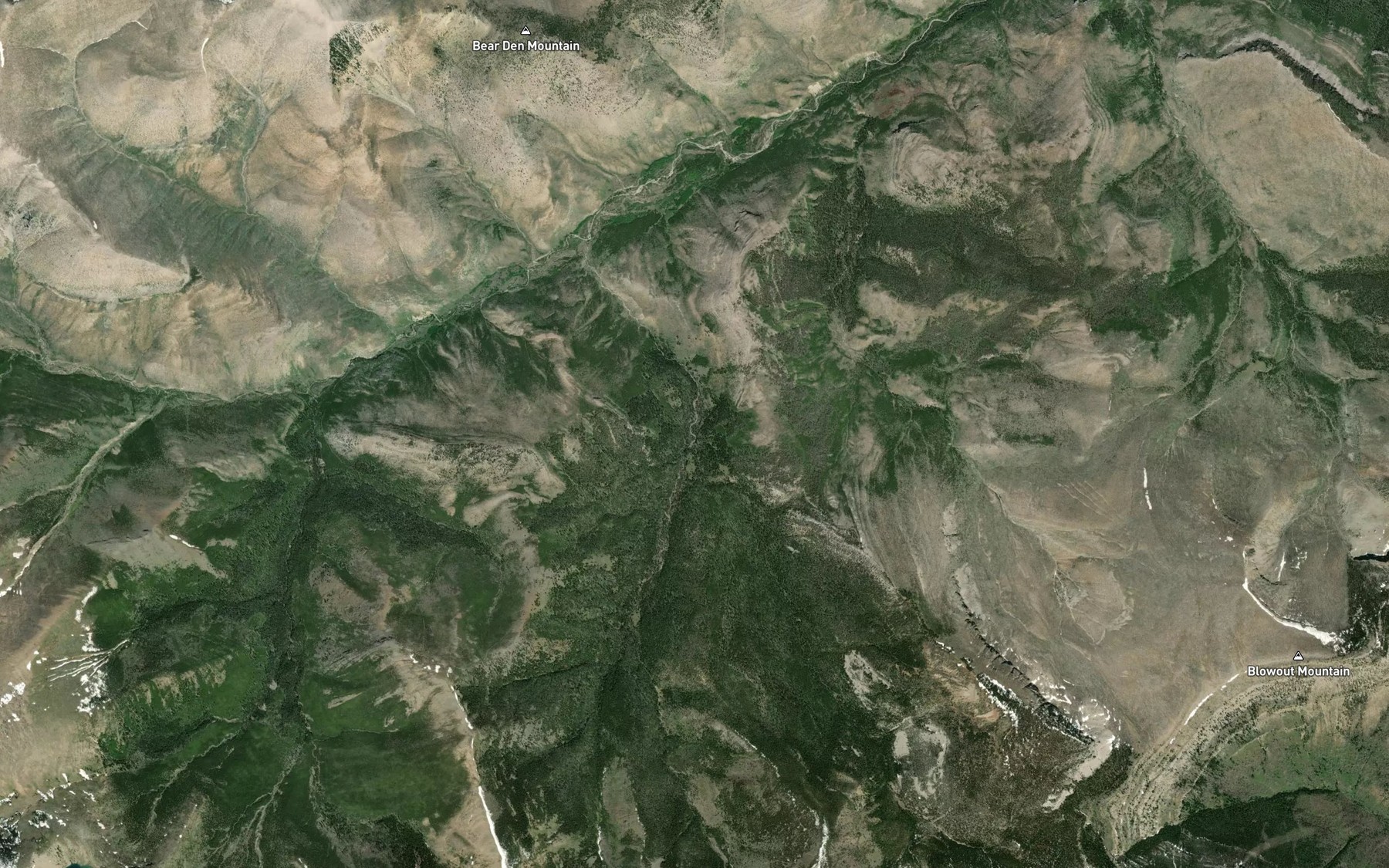 Satellite map of the Middle Fork Camp Creek