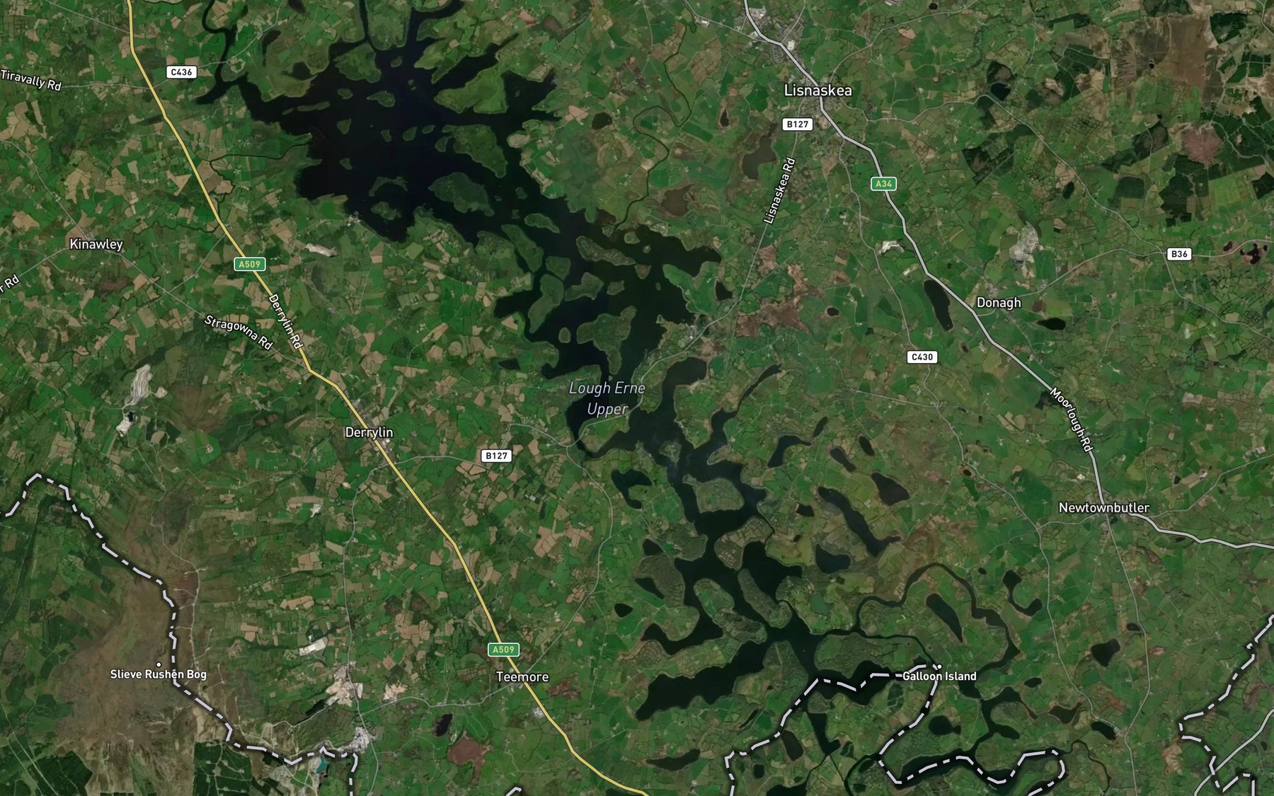 Satellite map of the Upper Lough Erne