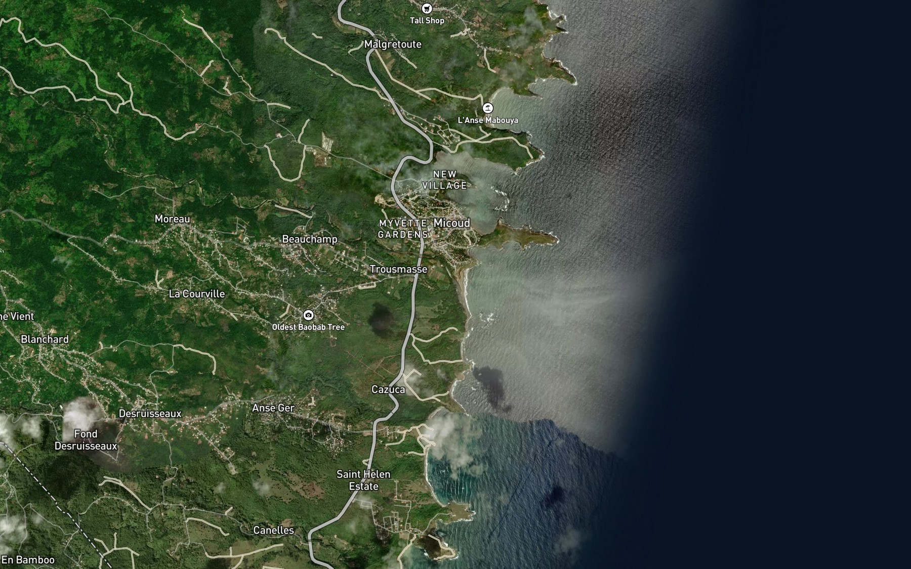 Satellite map of the Troumassee River