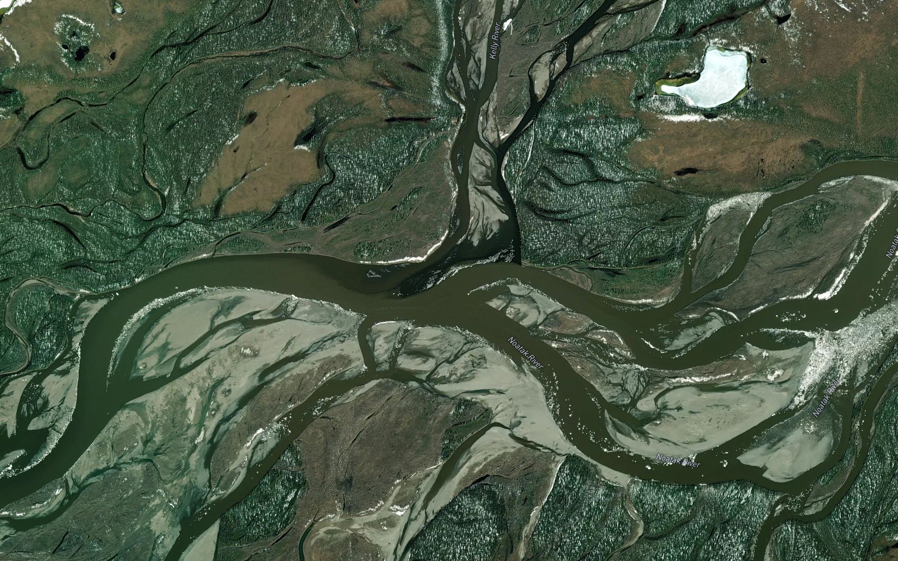 Satellite map of the Kelly River