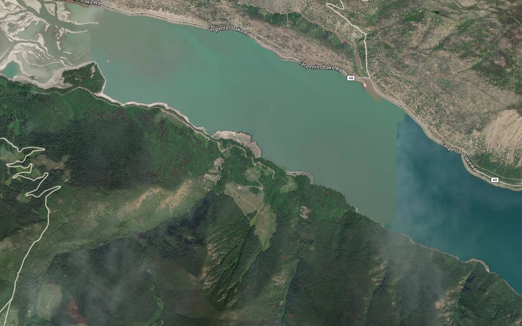 Satellite map of the Williams Creek