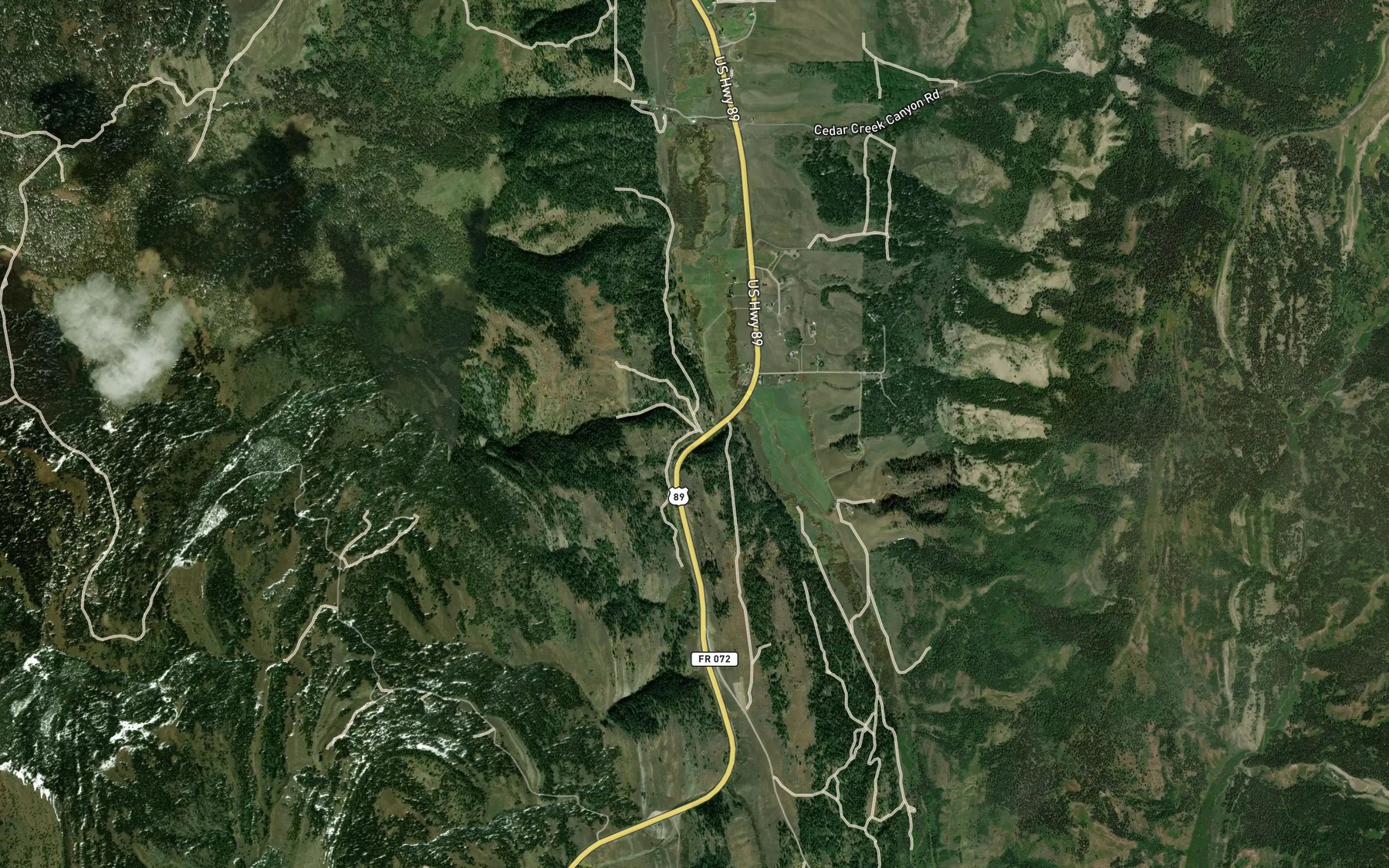 Satellite map of the North Fork Fish Creek
