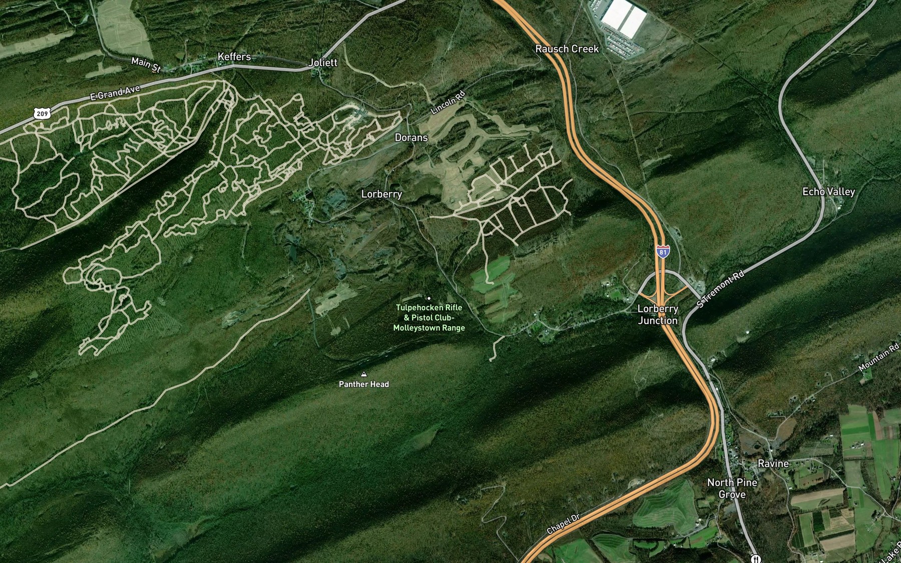Satellite map of the Stumps Run