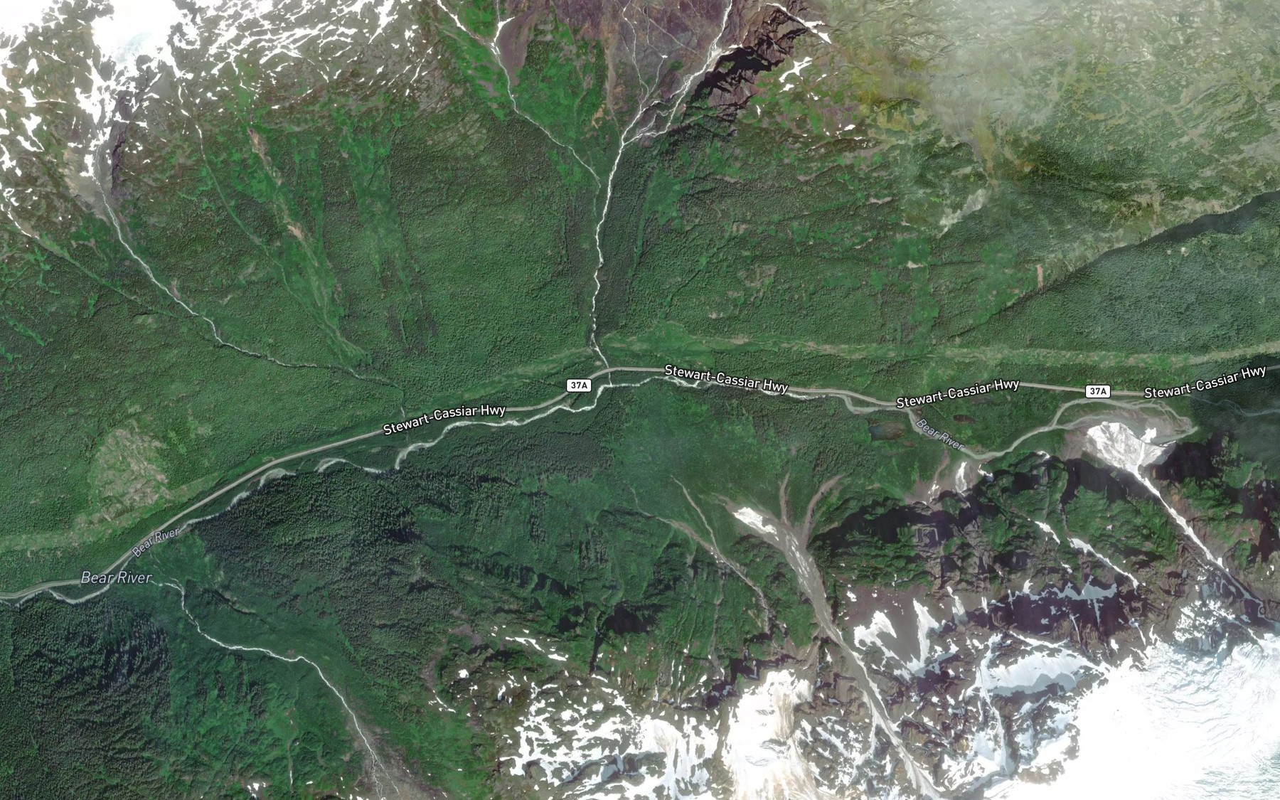 Satellite map of the Rufus Creek