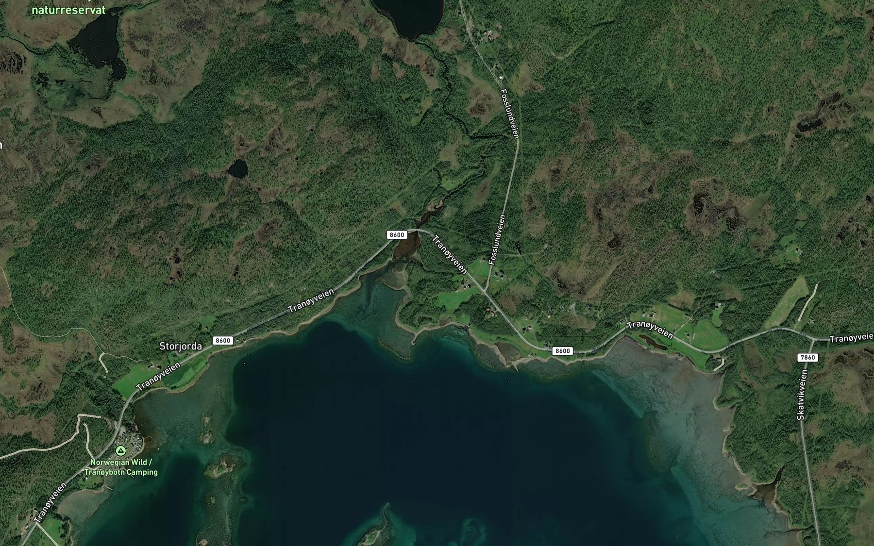 Satellite map of the Skreddarelva