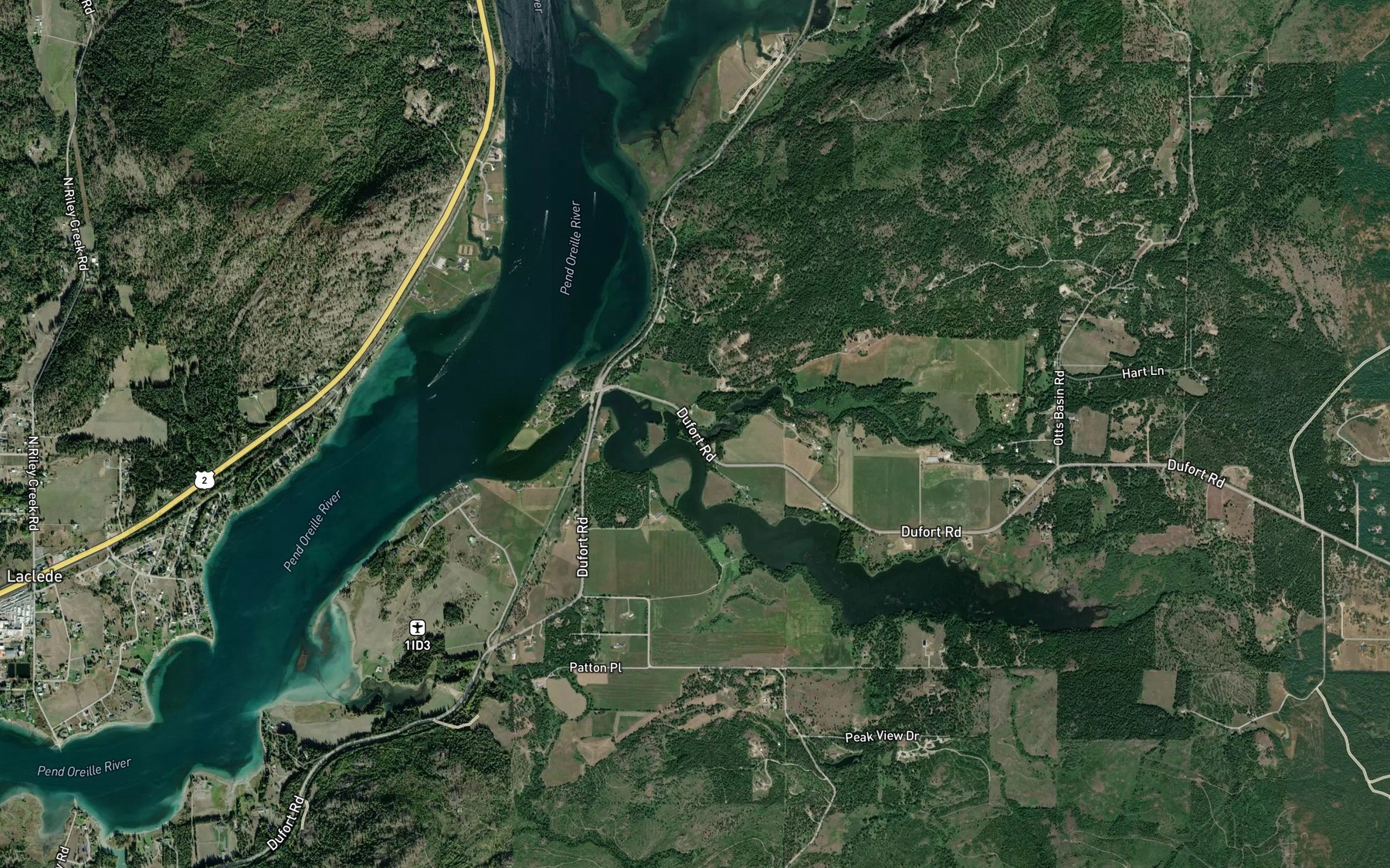 Satellite map of the Moore Creek